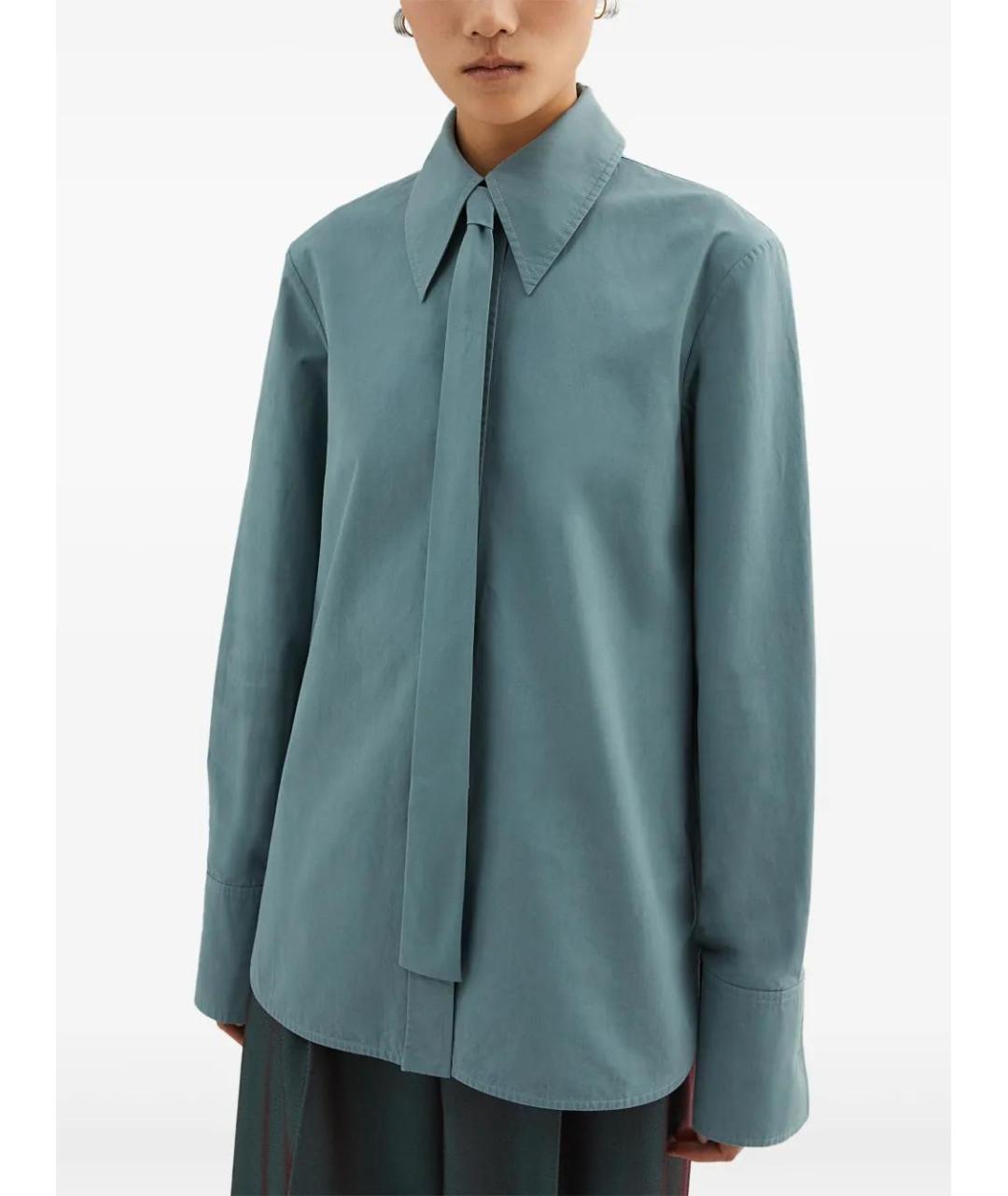 JIL SANDER Бирюзовая хлопковая рубашка, фото 3