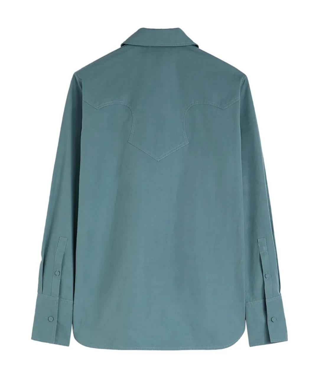 JIL SANDER Бирюзовая хлопковая рубашка, фото 5