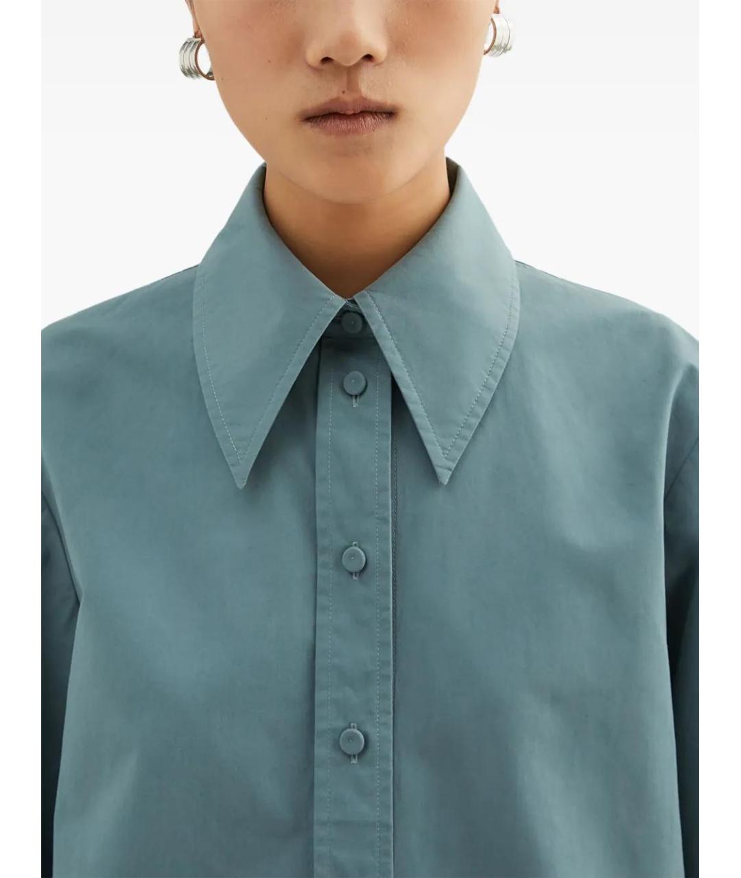 JIL SANDER Бирюзовая хлопковая рубашка, фото 4