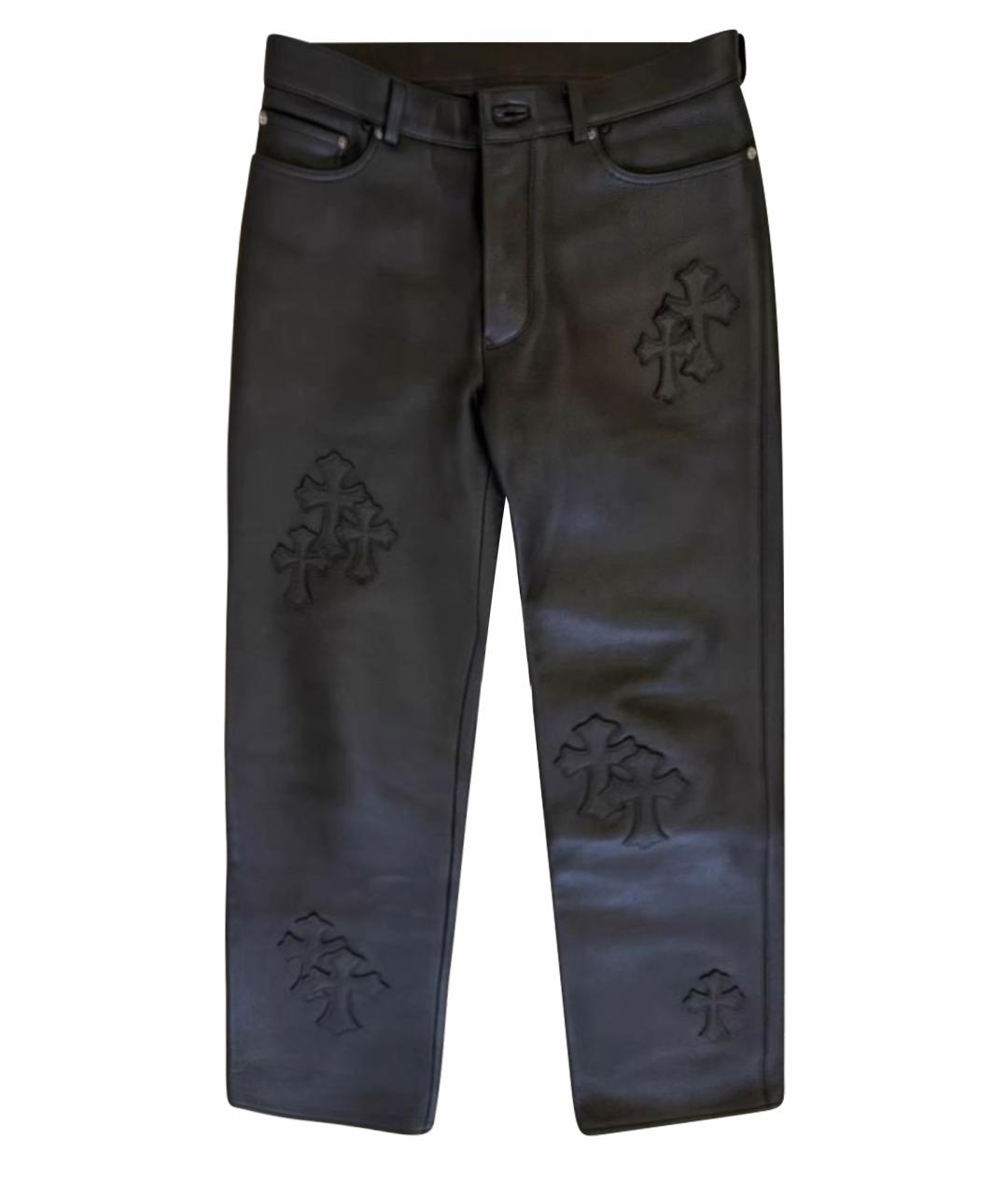 CHROME HEARTS Черные кожаные классические брюки, фото 1