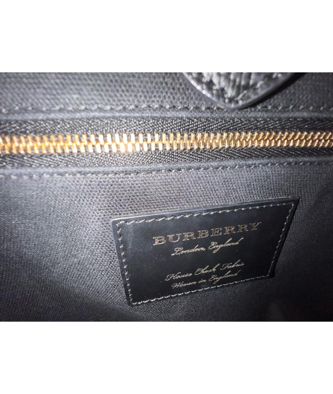 BURBERRY Черная кожаная сумка тоут, фото 7