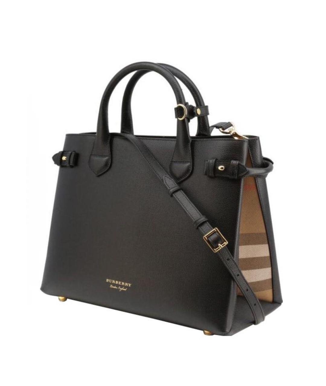 BURBERRY Черная кожаная сумка тоут, фото 2
