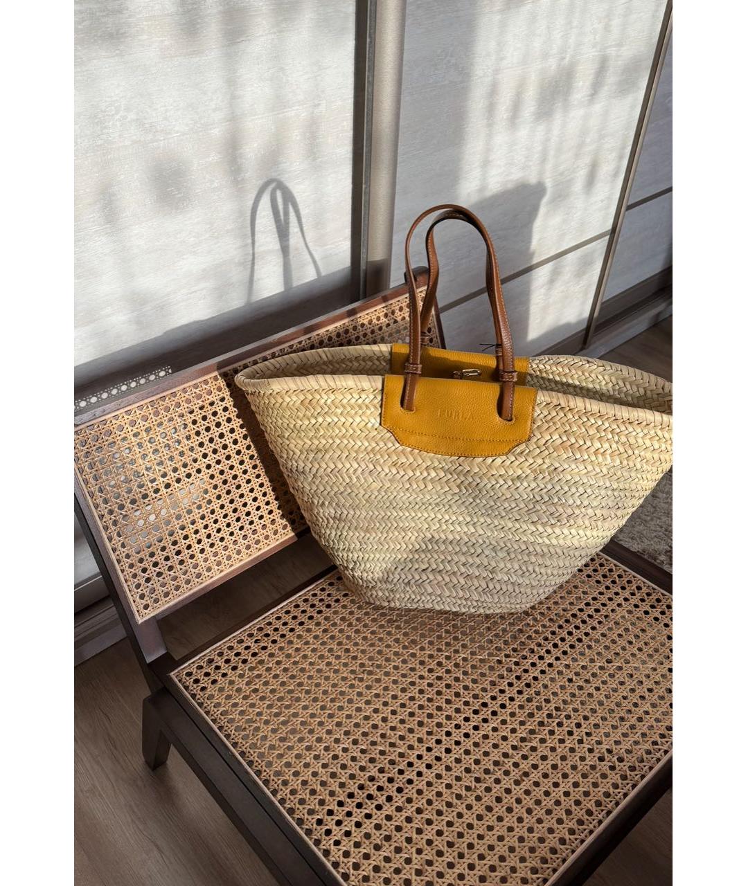 FURLA Бежевая пляжная сумка, фото 5