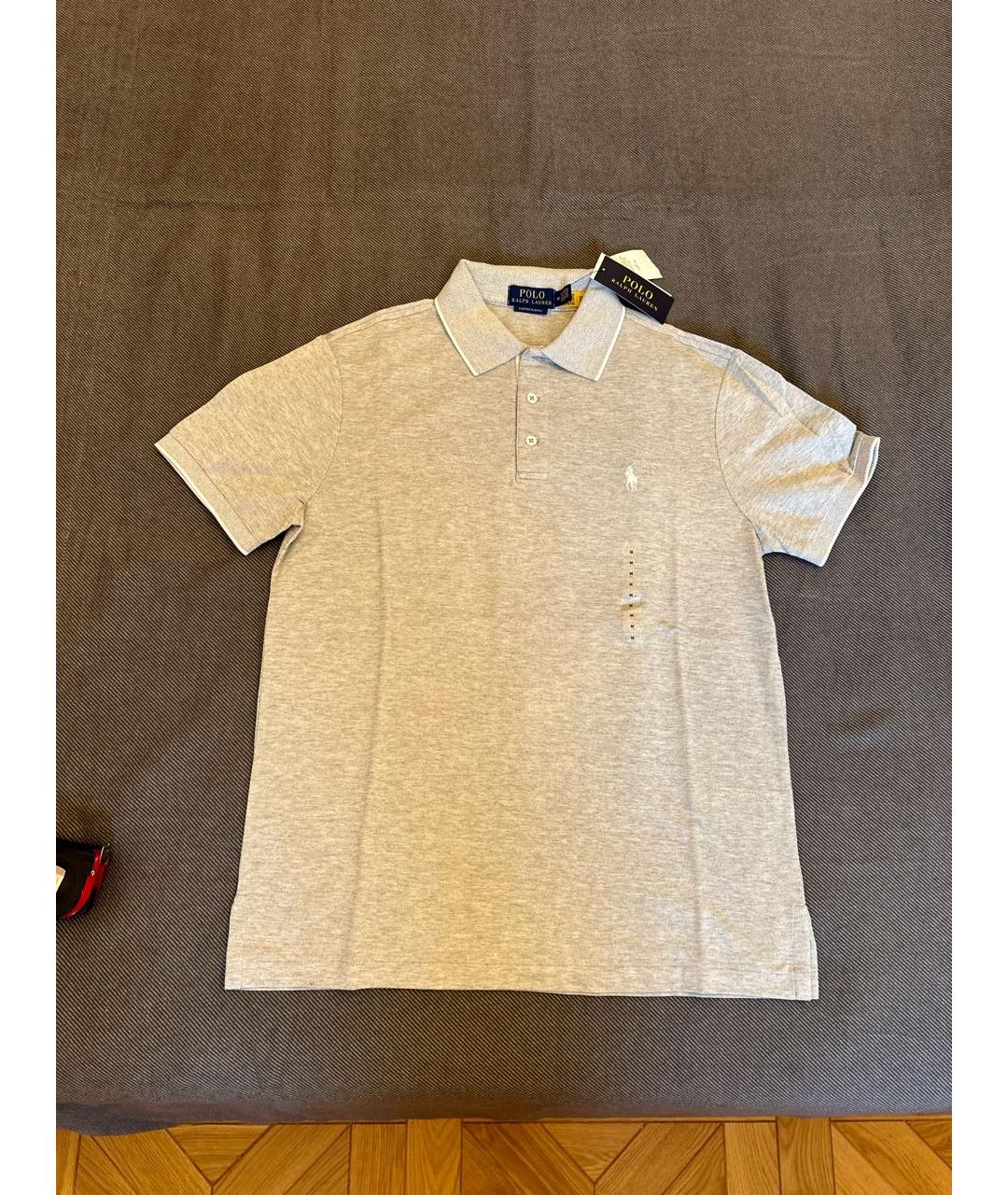POLO RALPH LAUREN Серое хлопковое поло с коротким рукавом, фото 9