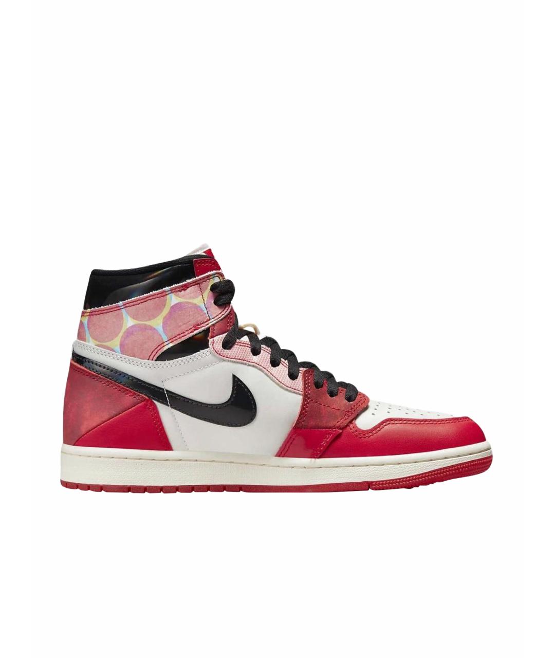 NIKE Красные кожаные высокие кроссовки / кеды, фото 1