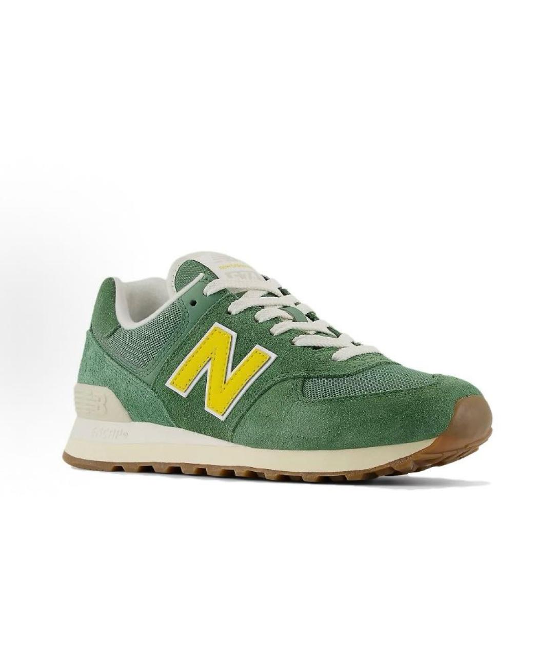 NEW BALANCE Зеленые замшевые низкие кроссовки / кеды, фото 3