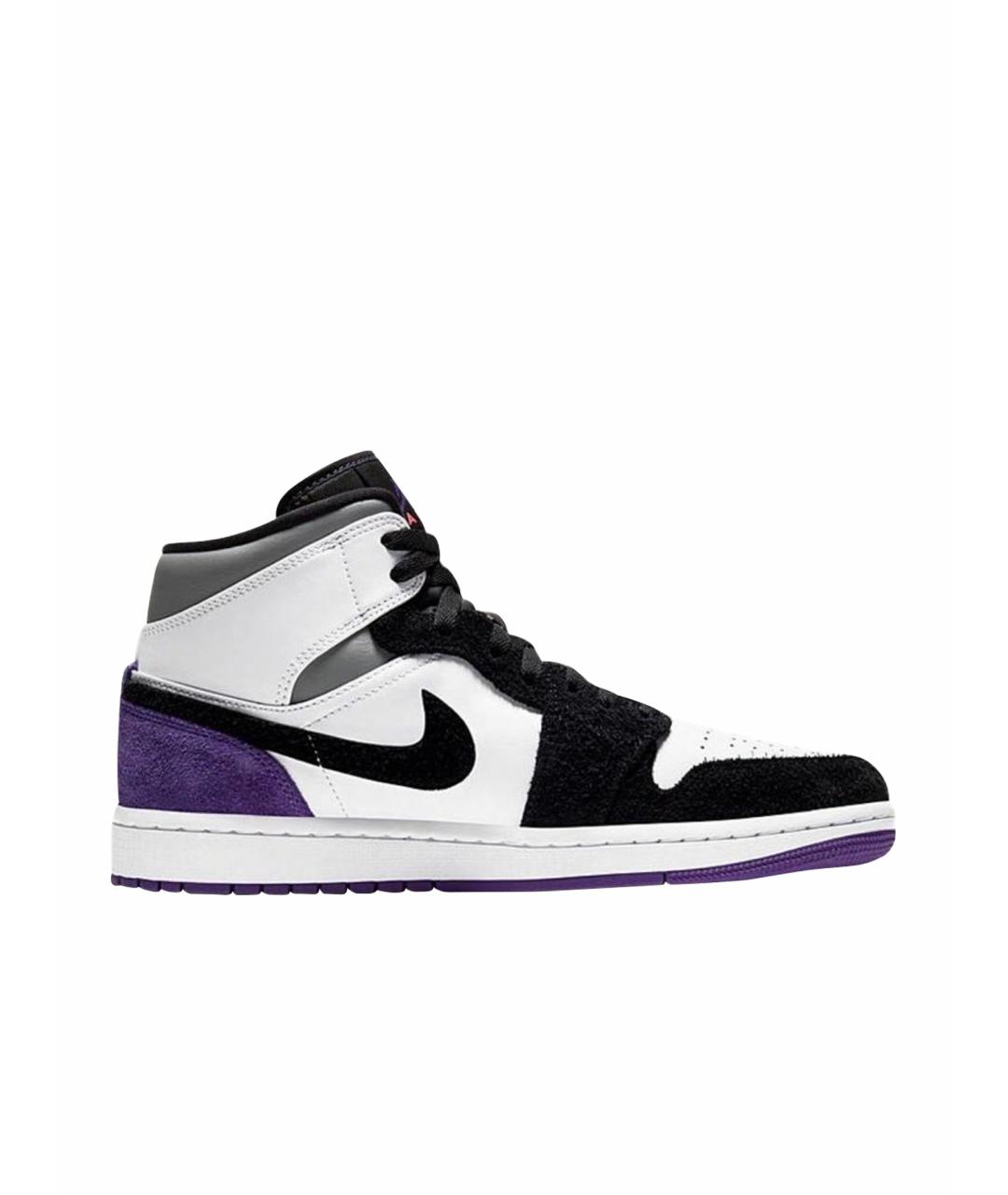 NIKE Фиолетовые кожаные высокие кроссовки / кеды, фото 1
