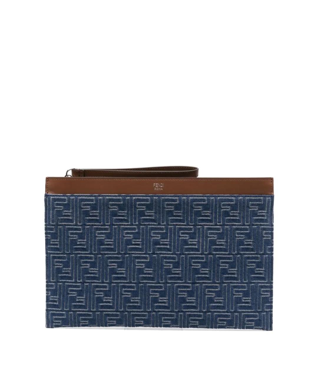 FENDI Синяя тканевая папка для документов, фото 1