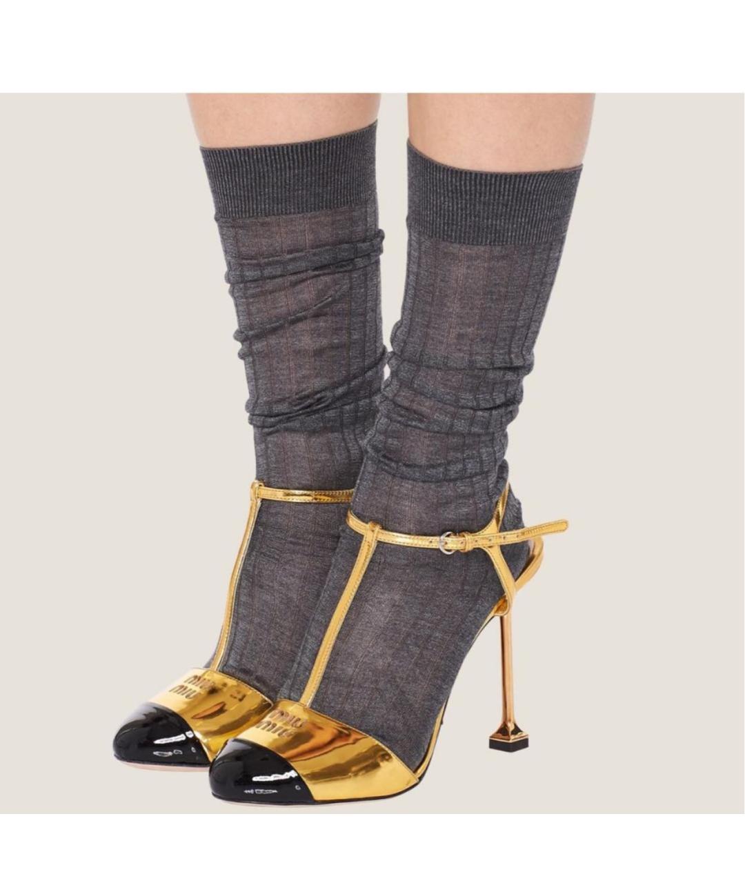 MIU MIU Антрацитовые носки, чулки и колготы, фото 2