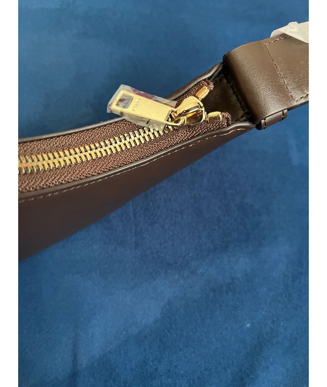 FURLA Коричневая кожаная сумка с короткими ручками, фото 6