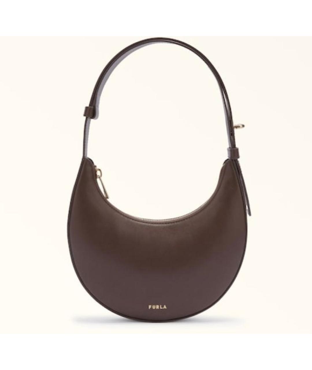 FURLA Коричневая кожаная сумка с короткими ручками, фото 8