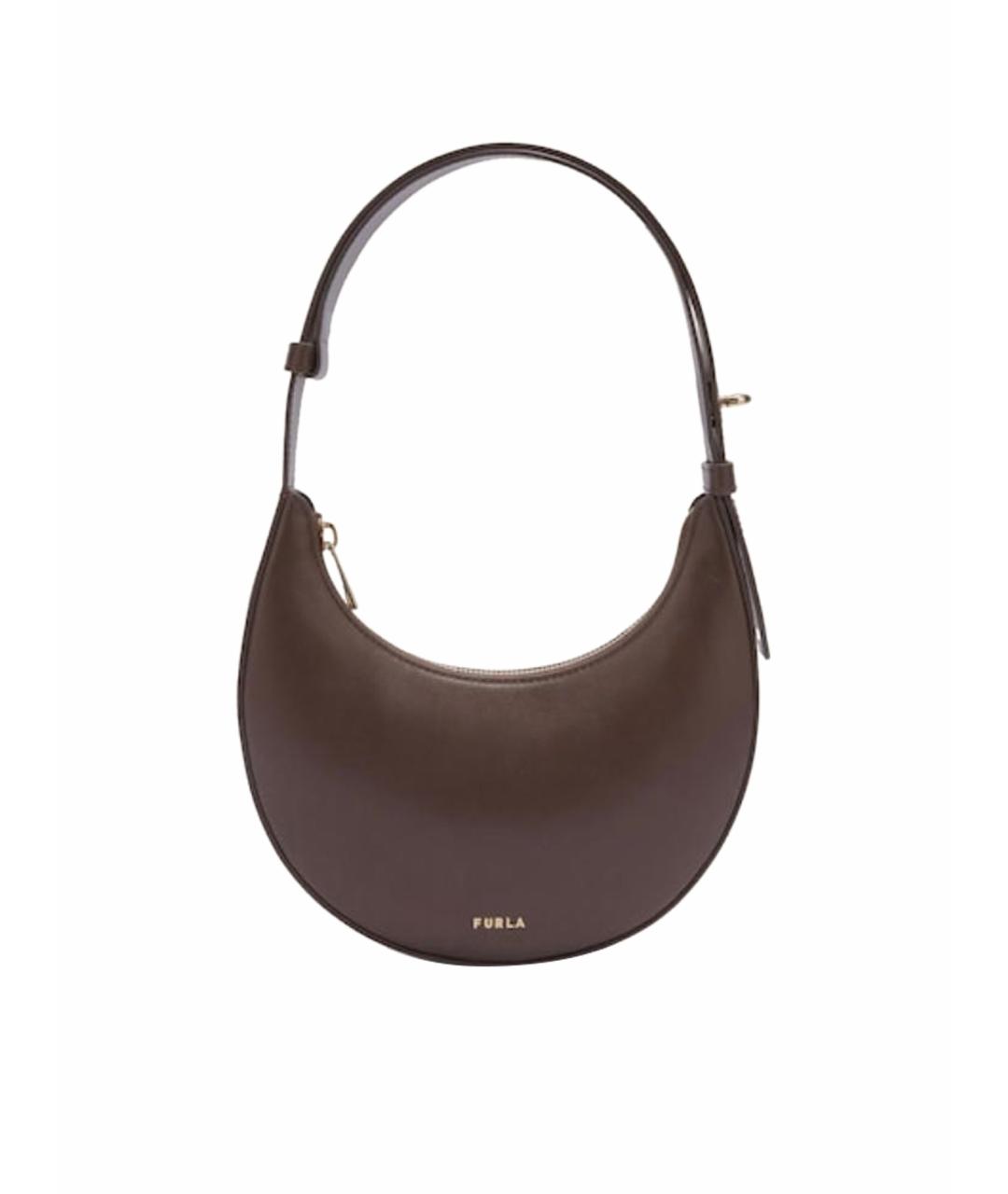 FURLA Коричневая кожаная сумка с короткими ручками, фото 1