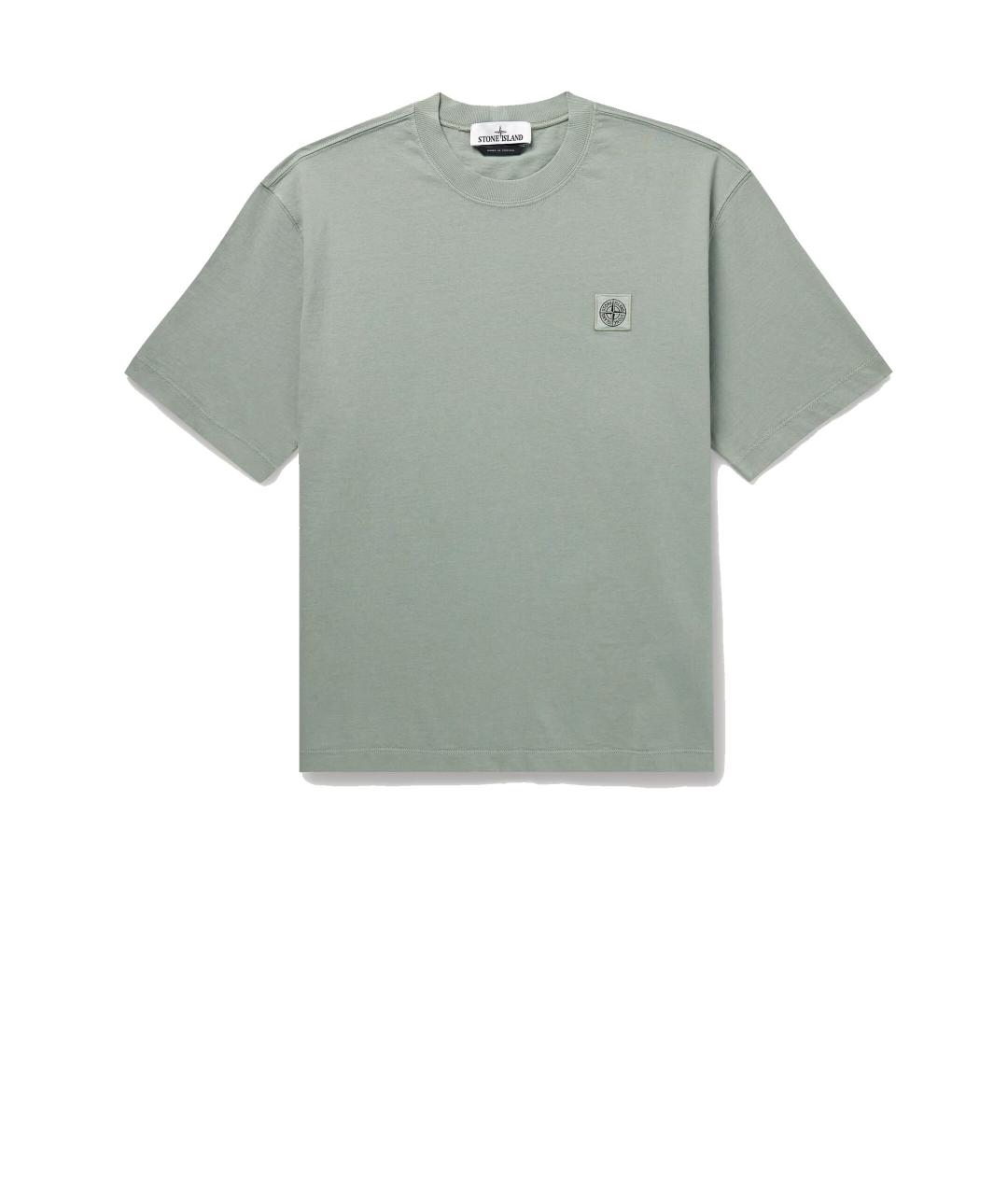 STONE ISLAND Зеленая хлопковая футболка, фото 3