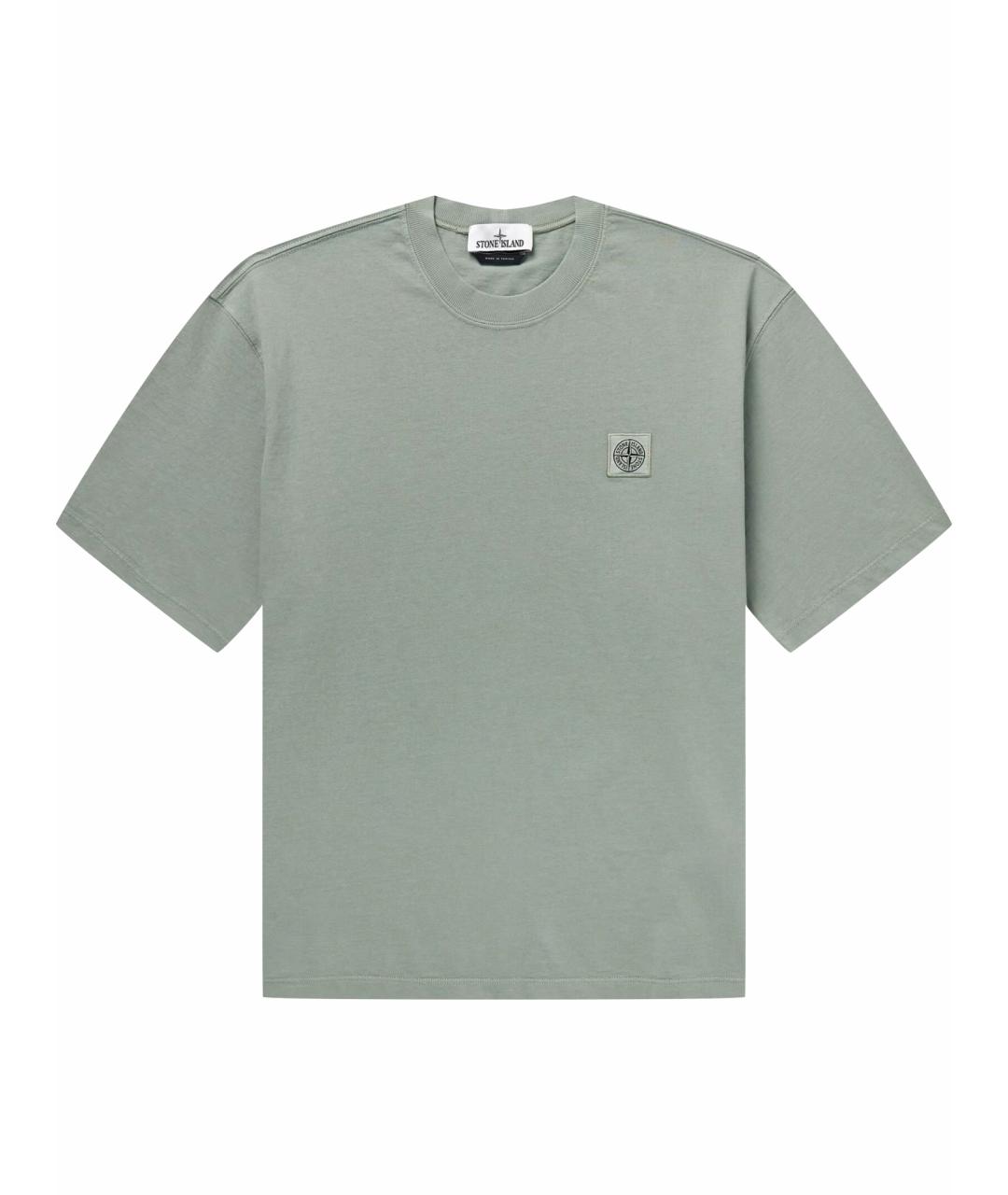 STONE ISLAND Зеленая хлопковая футболка, фото 1