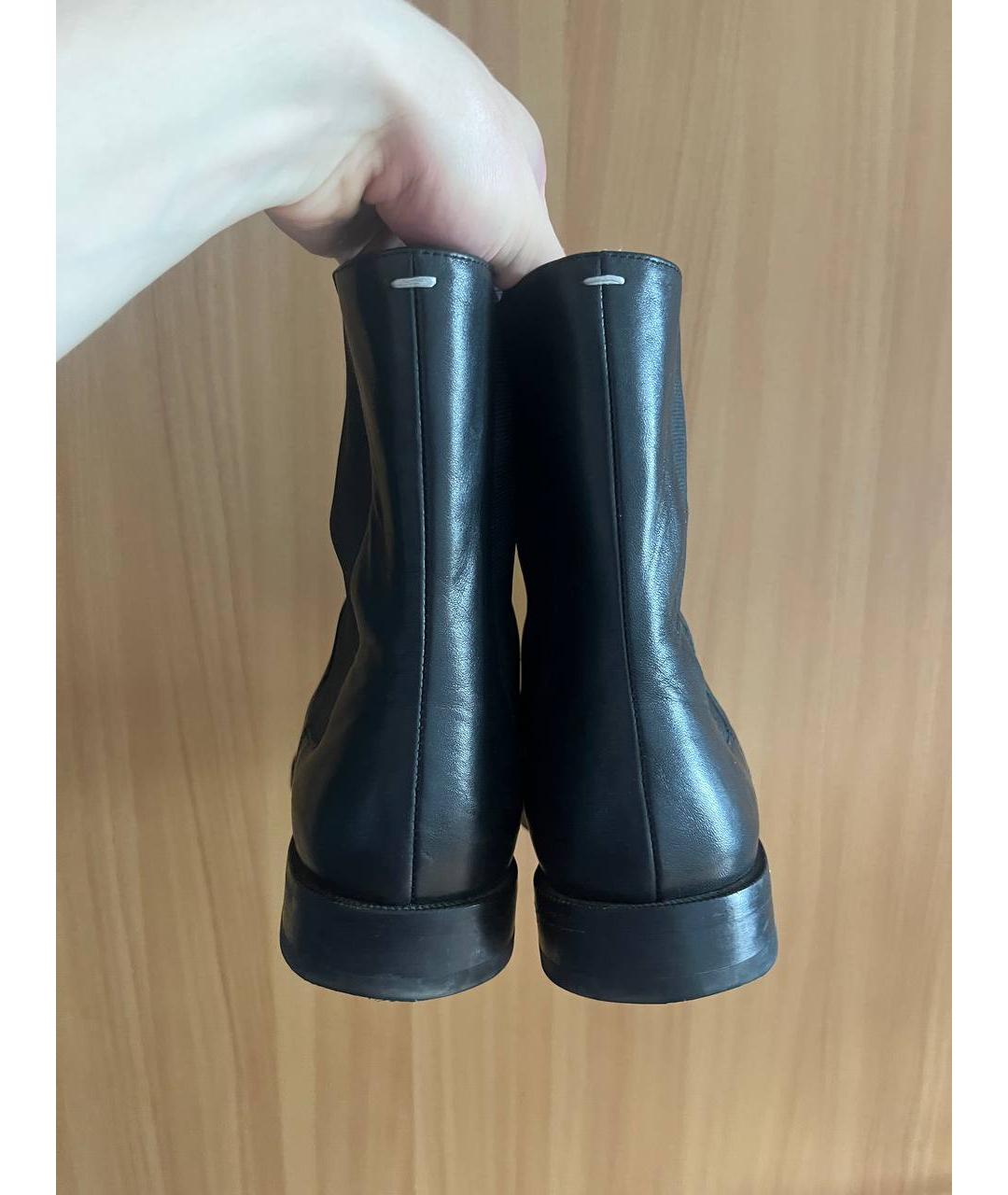 MAISON MARGIELA Черные кожаные высокие ботинки, фото 4