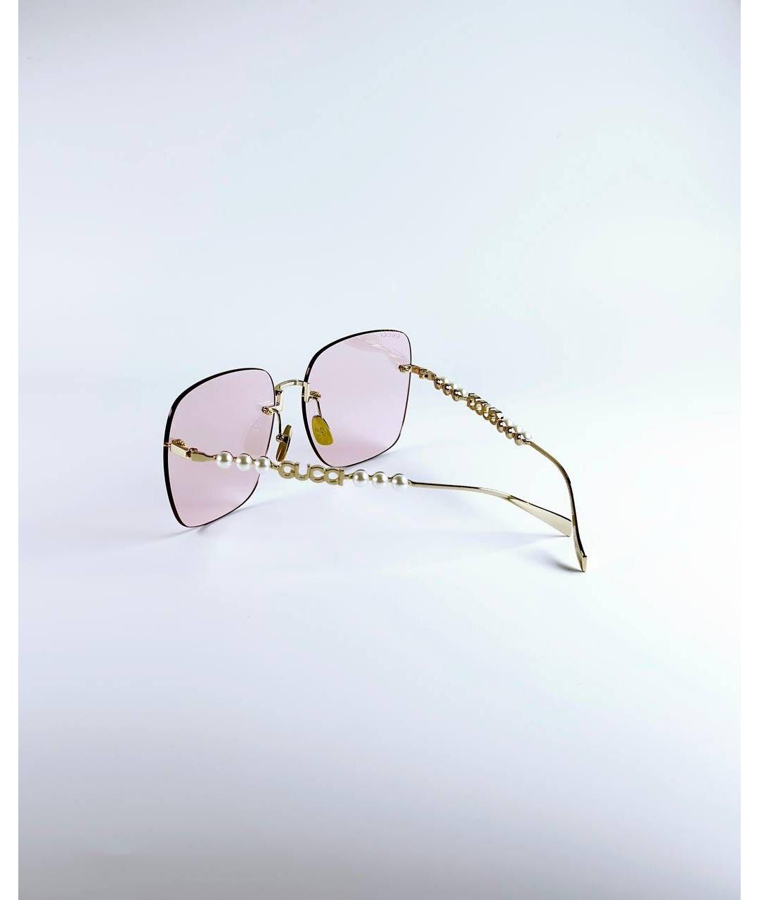 GUCCI Розовые металлические солнцезащитные очки, фото 3