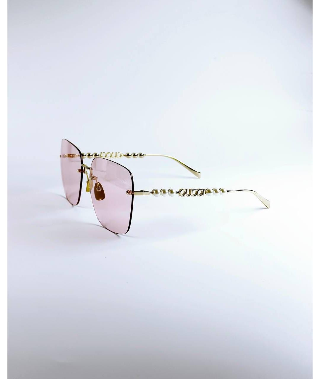 GUCCI Розовые металлические солнцезащитные очки, фото 2