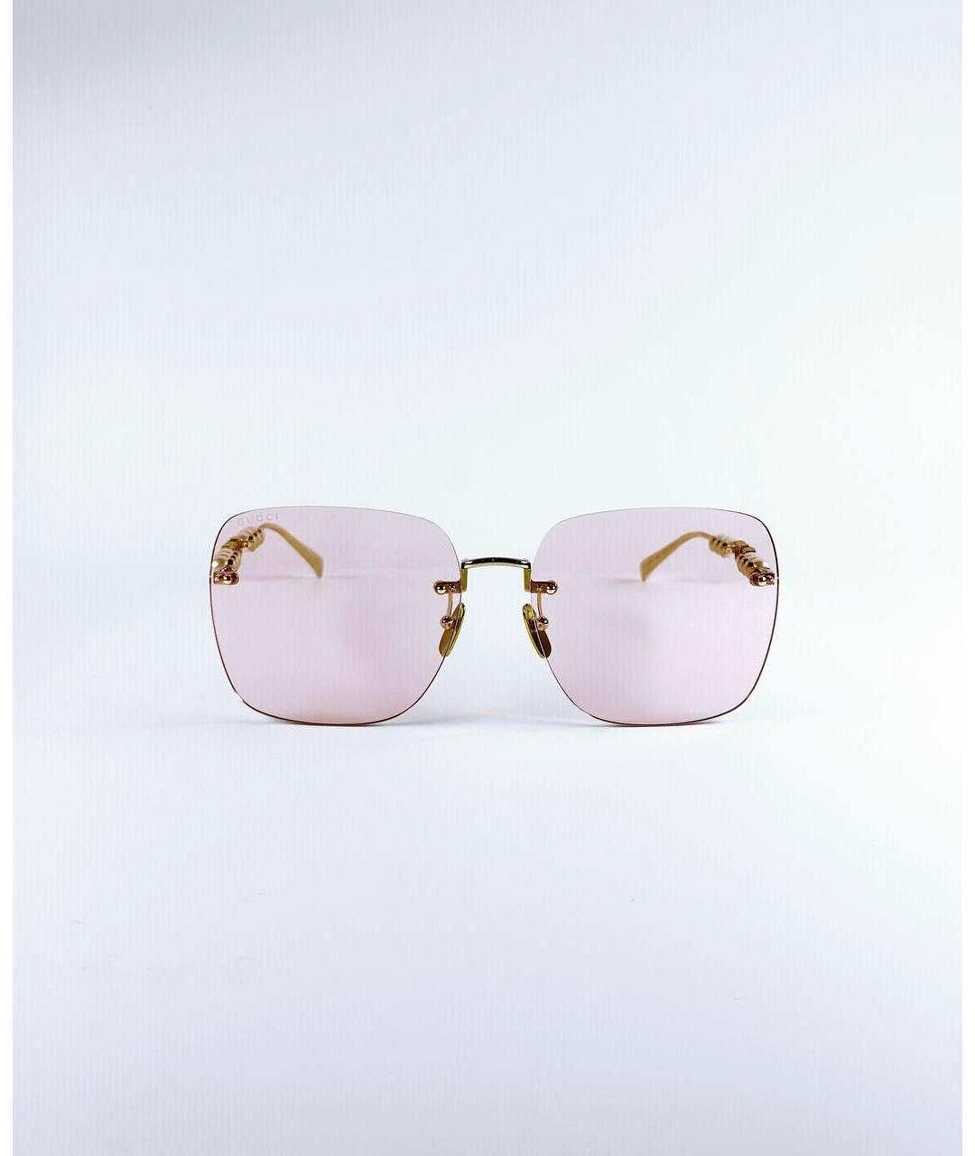 GUCCI Розовые металлические солнцезащитные очки, фото 4