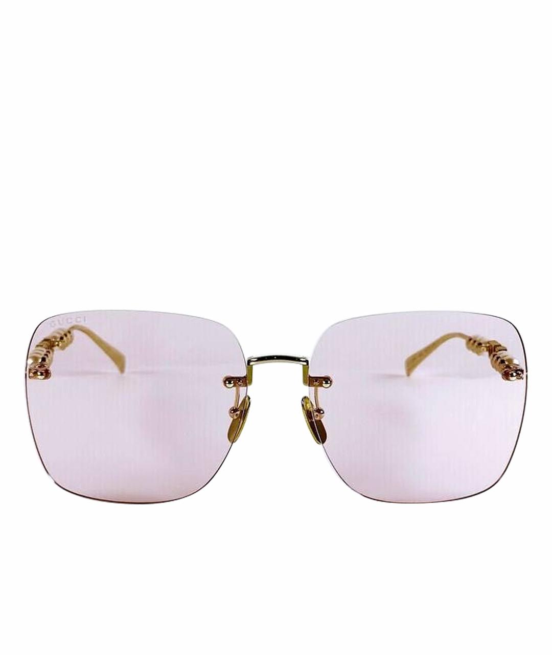 GUCCI Розовые металлические солнцезащитные очки, фото 1