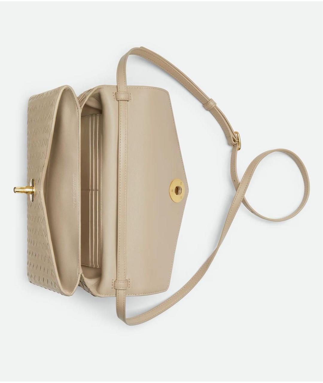 BOTTEGA VENETA Бежевая кожаная сумка с короткими ручками, фото 4