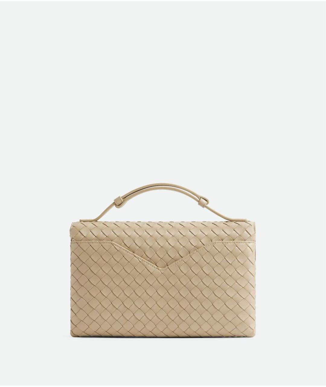 BOTTEGA VENETA Бежевая кожаная сумка с короткими ручками, фото 3