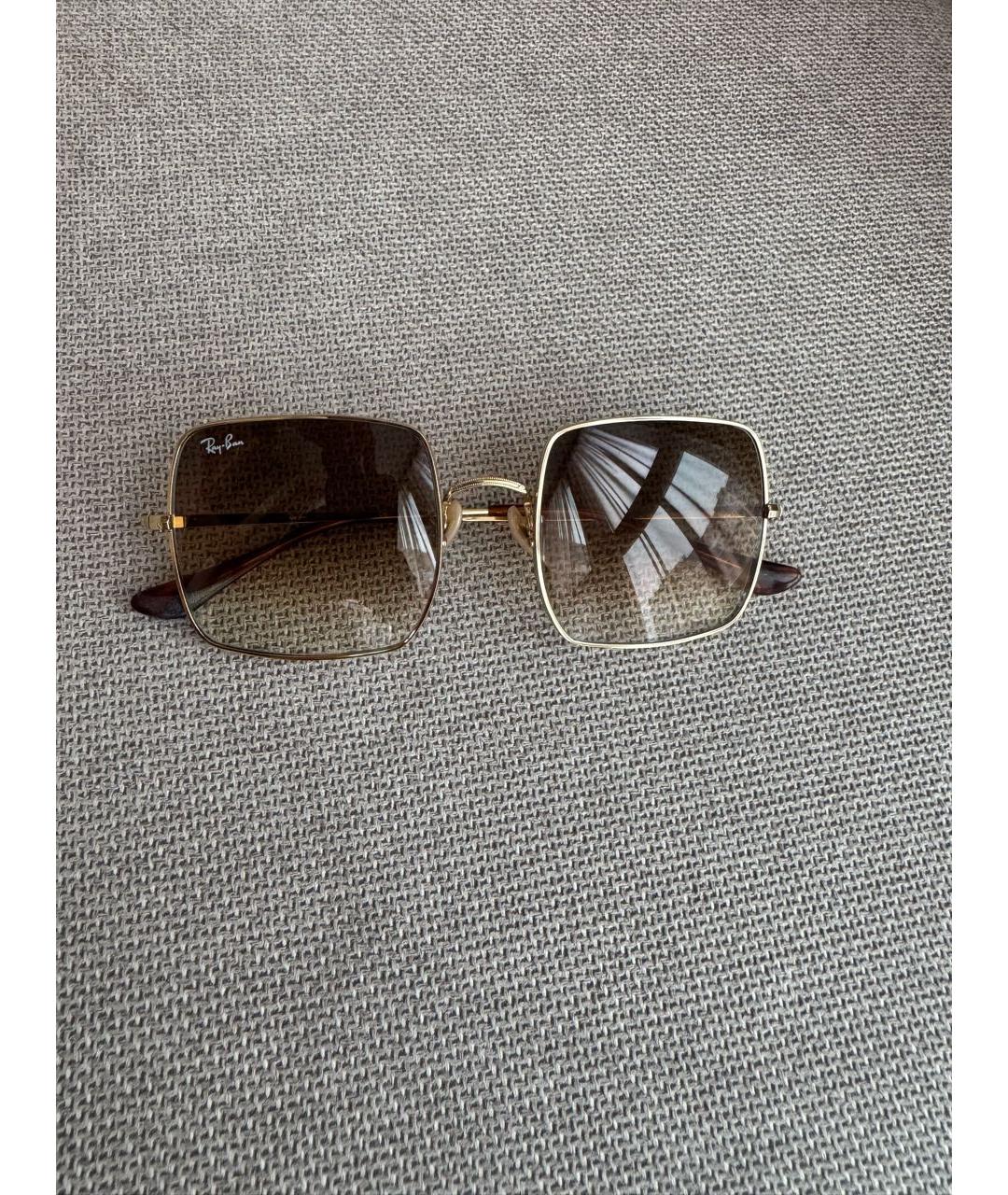 RAY BAN Коричневые металлические солнцезащитные очки, фото 8