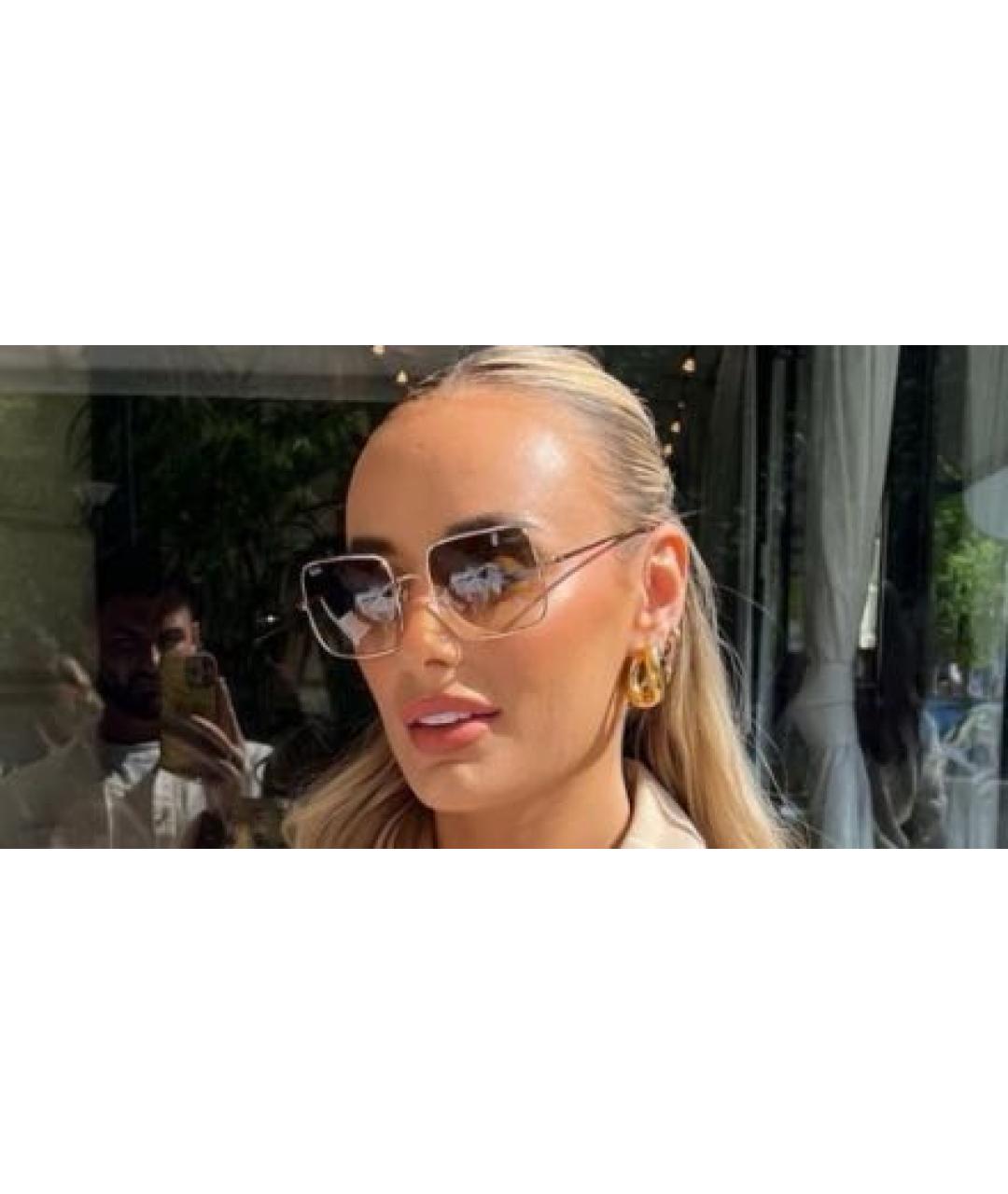 RAY BAN Коричневые металлические солнцезащитные очки, фото 7