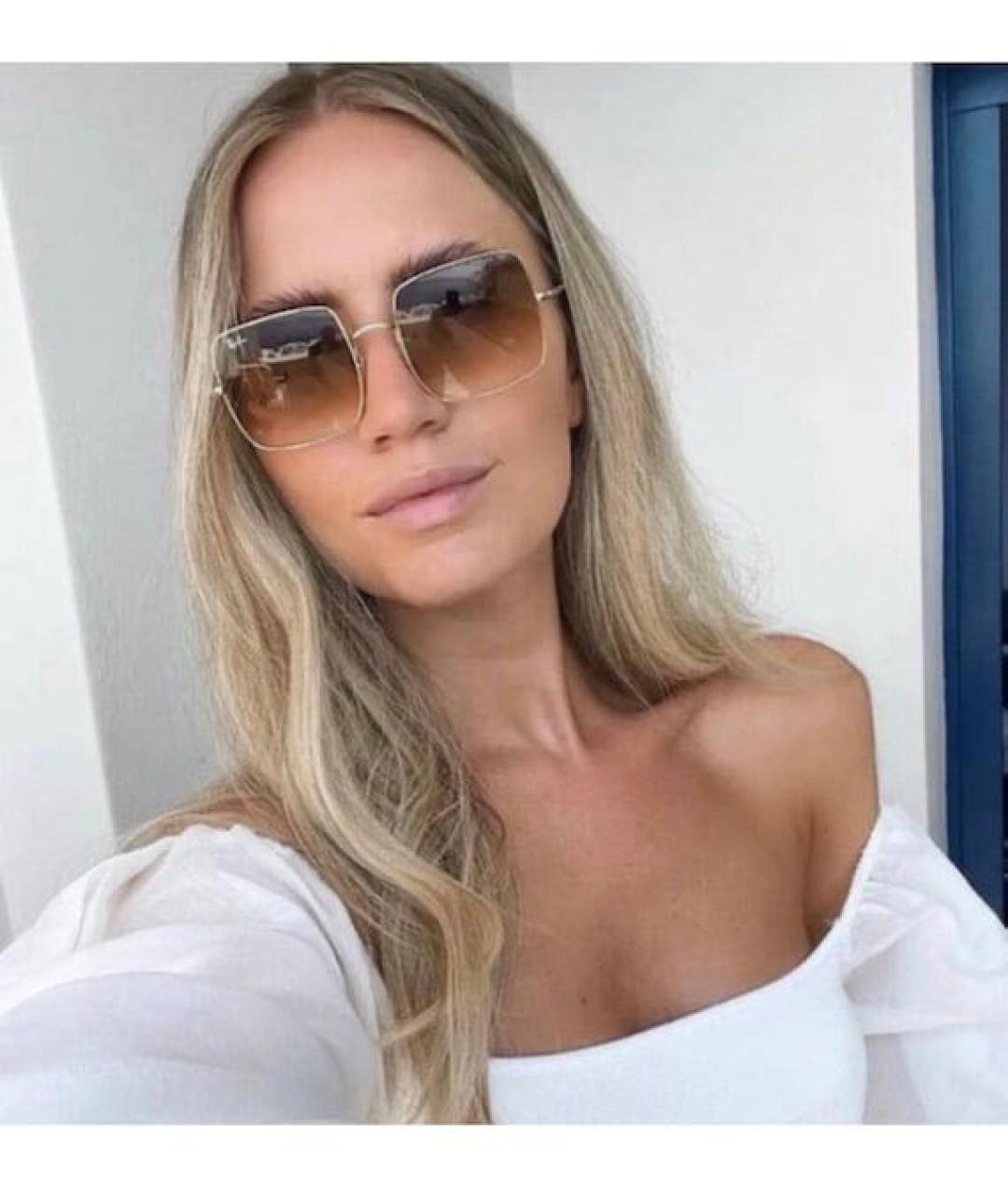 RAY BAN Коричневые металлические солнцезащитные очки, фото 6