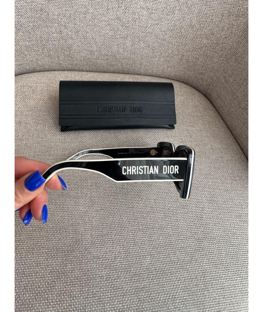 CHRISTIAN DIOR Черные пластиковые солнцезащитные очки, фото 3