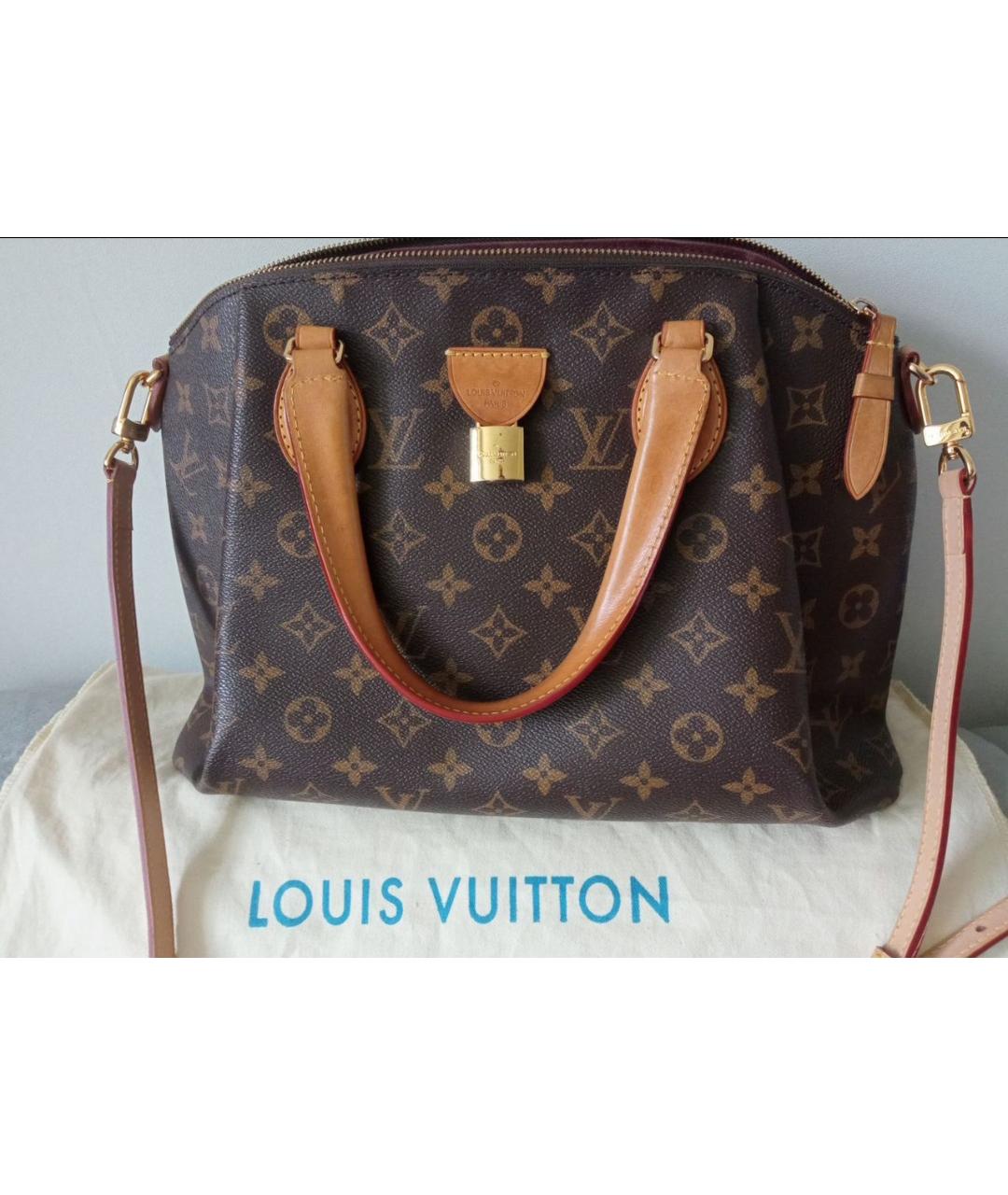 LOUIS VUITTON Коричневая кожаная сумка тоут, фото 8