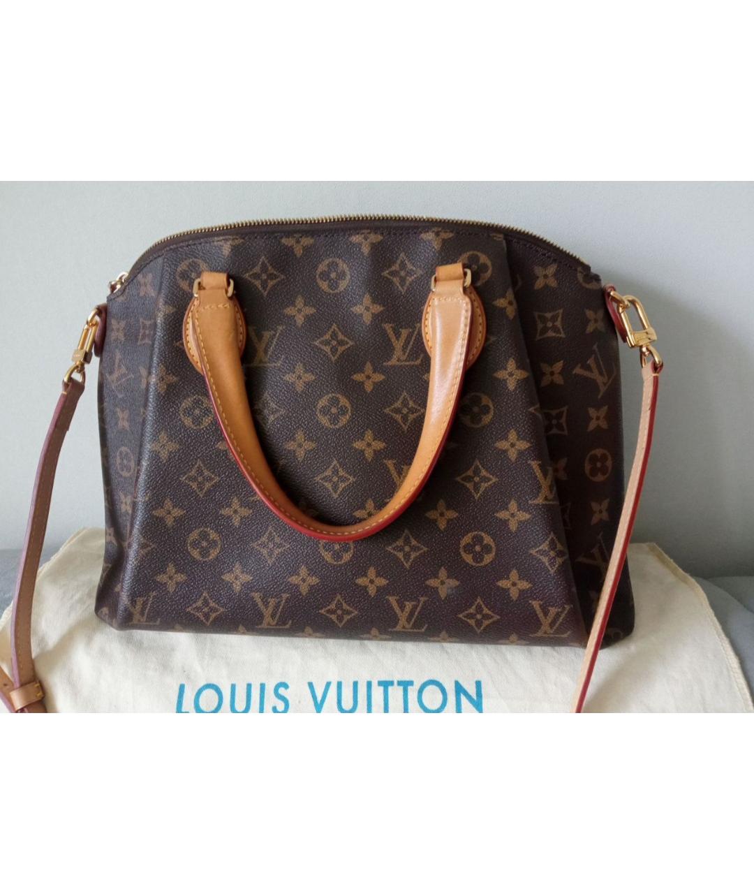LOUIS VUITTON Коричневая кожаная сумка тоут, фото 2