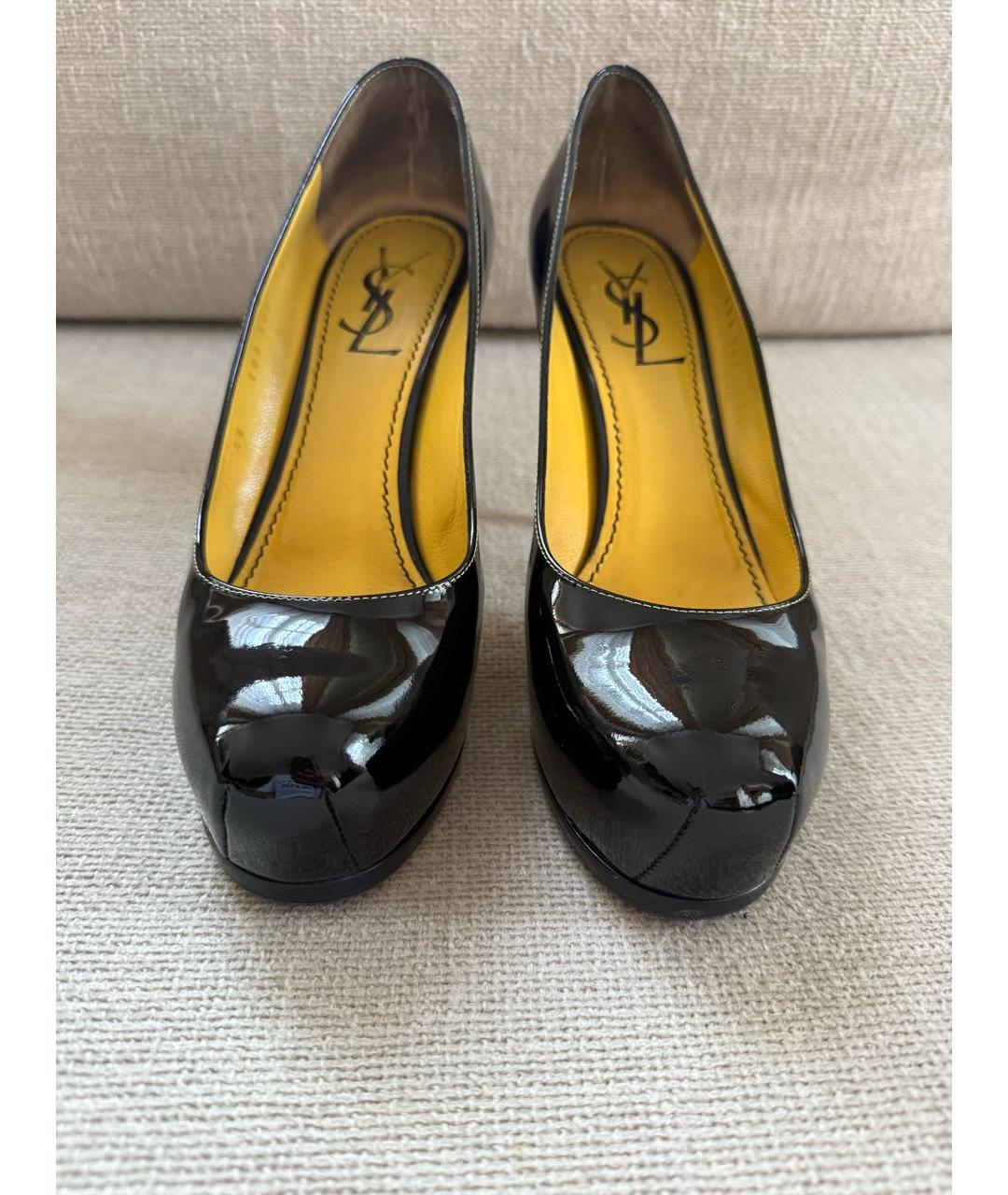 SAINT LAURENT Черные туфли из лакированной кожи, фото 2