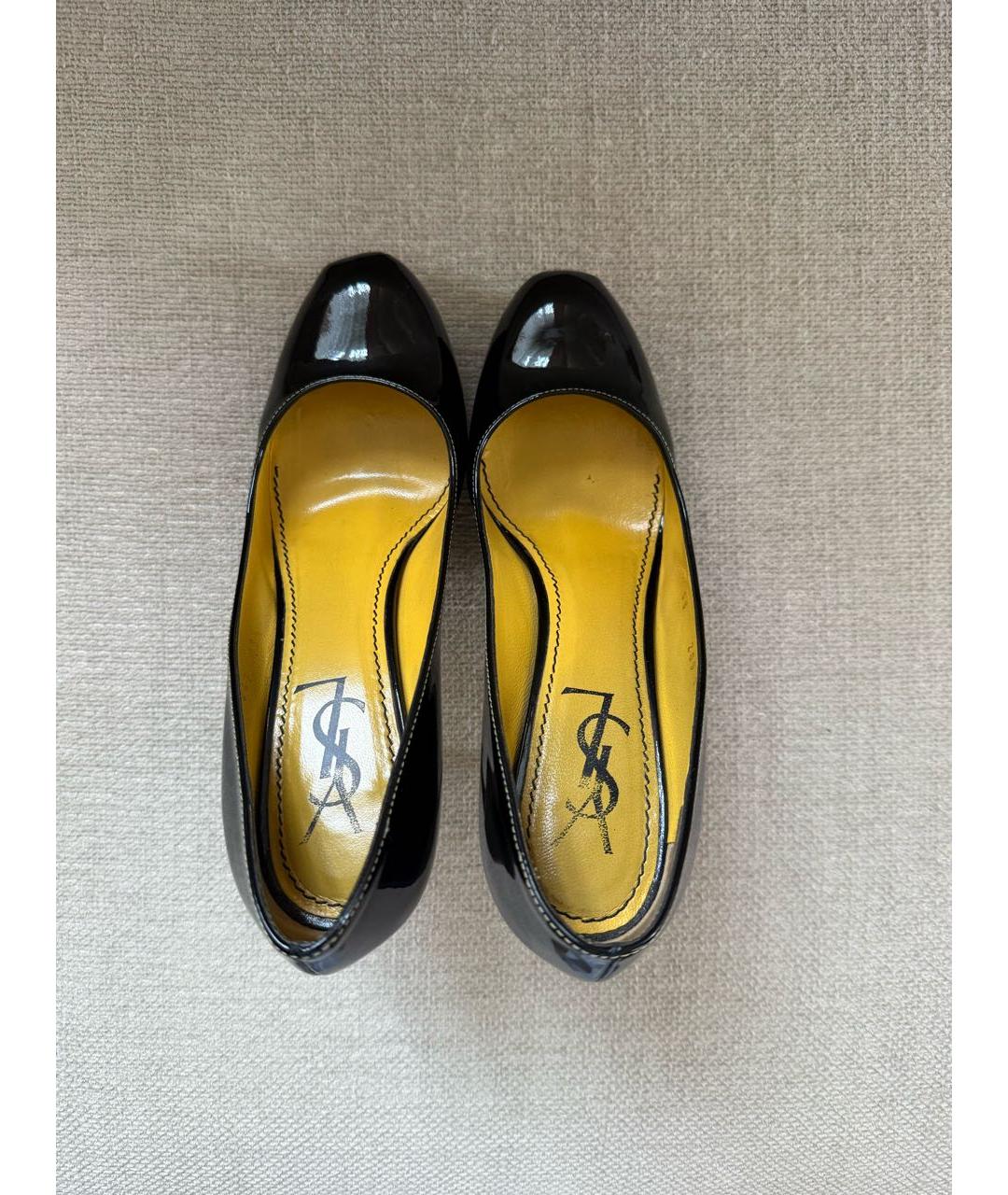 SAINT LAURENT Черные туфли из лакированной кожи, фото 3