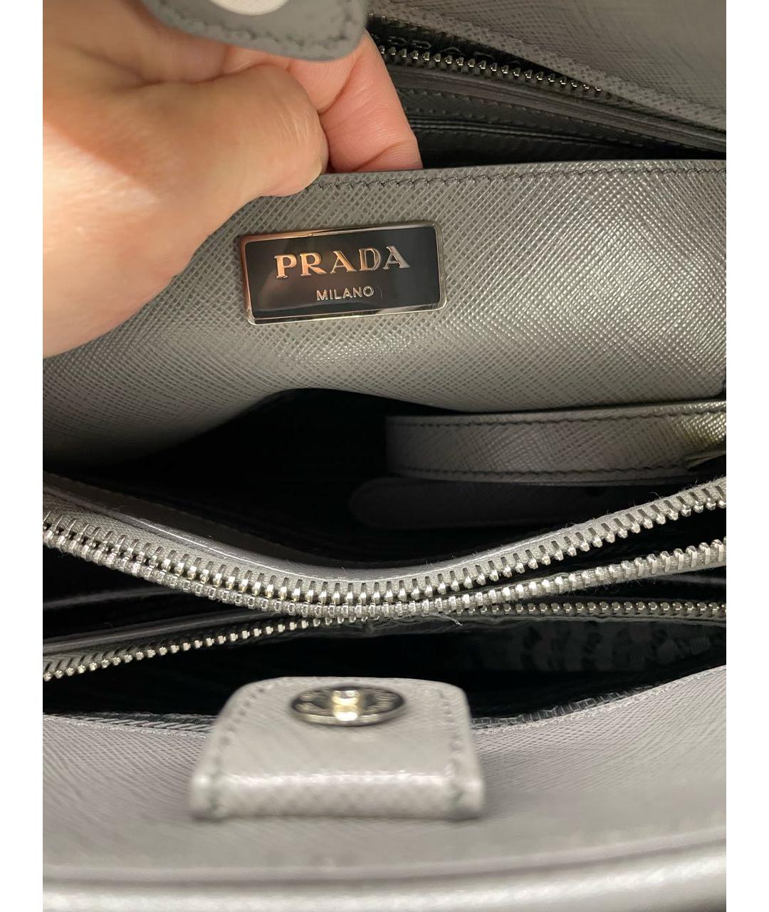 PRADA Антрацитовая кожаная сумка тоут, фото 4