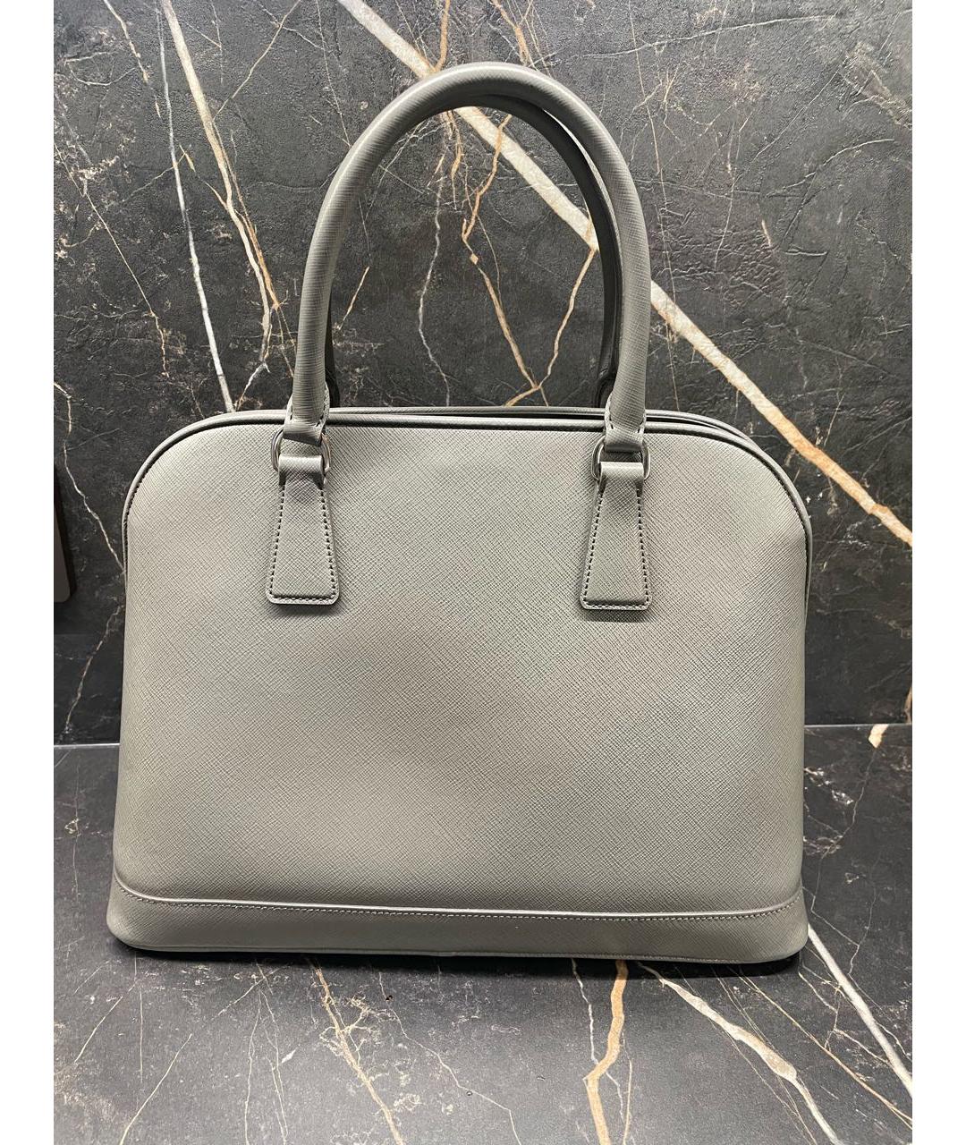 PRADA Антрацитовая кожаная сумка тоут, фото 3