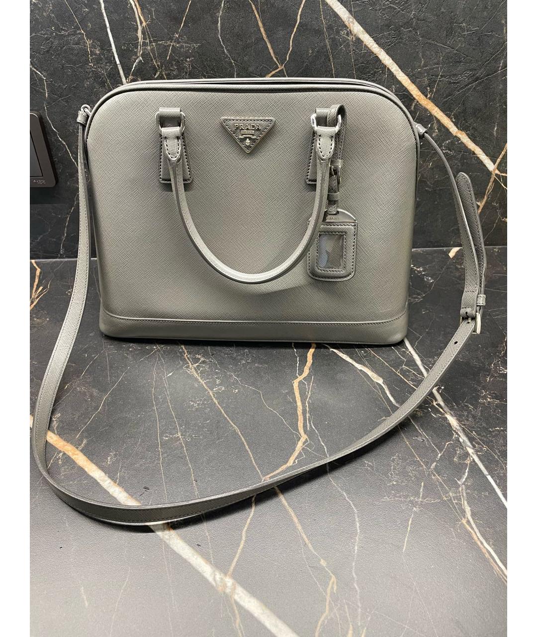 PRADA Антрацитовая кожаная сумка тоут, фото 6
