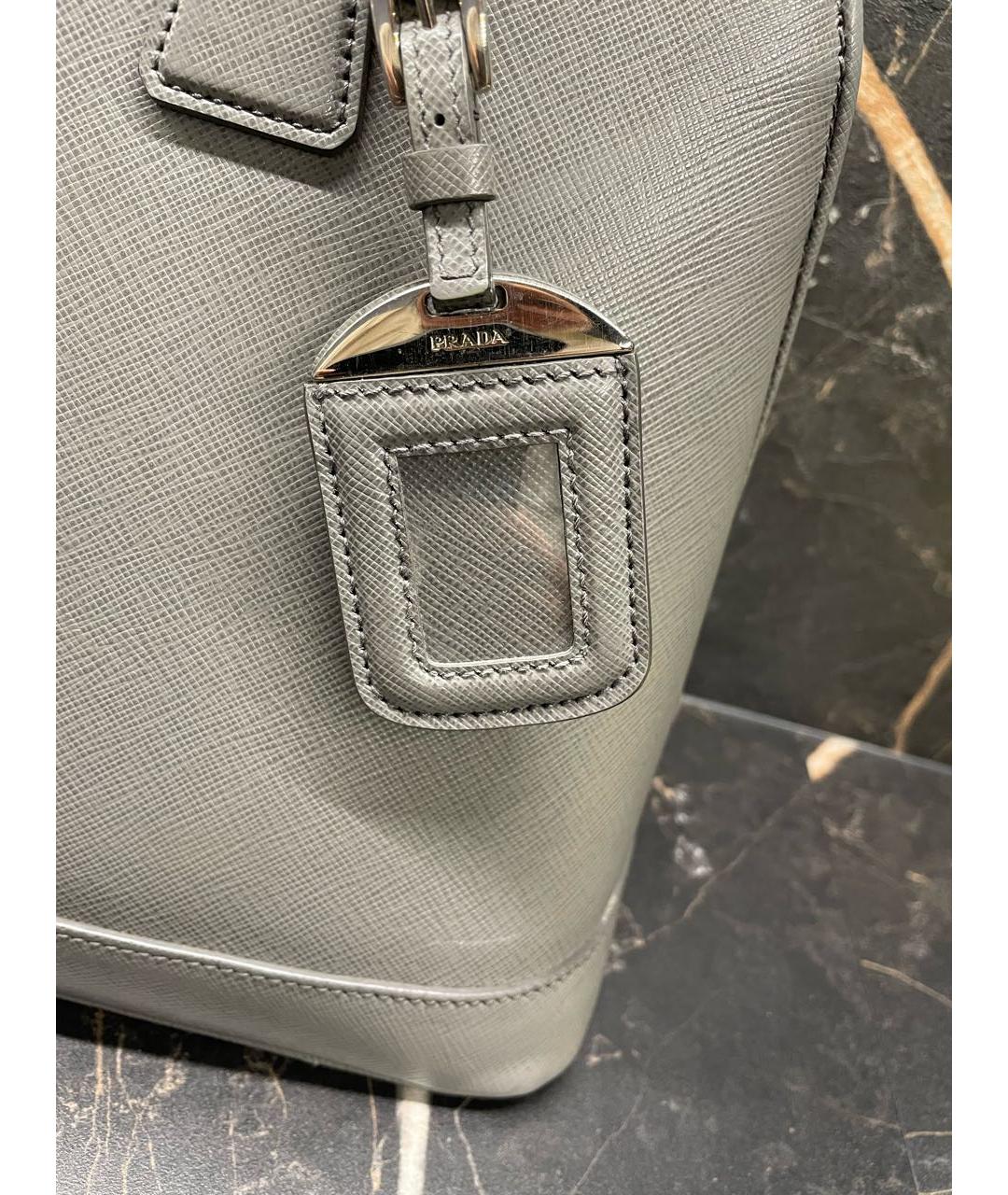 PRADA Антрацитовая кожаная сумка тоут, фото 8