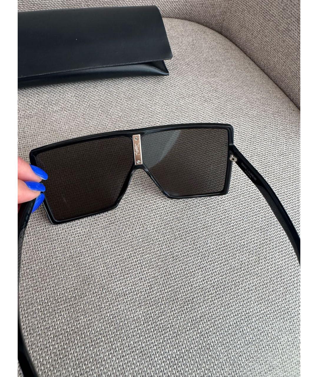 SAINT LAURENT Черные пластиковые солнцезащитные очки, фото 4