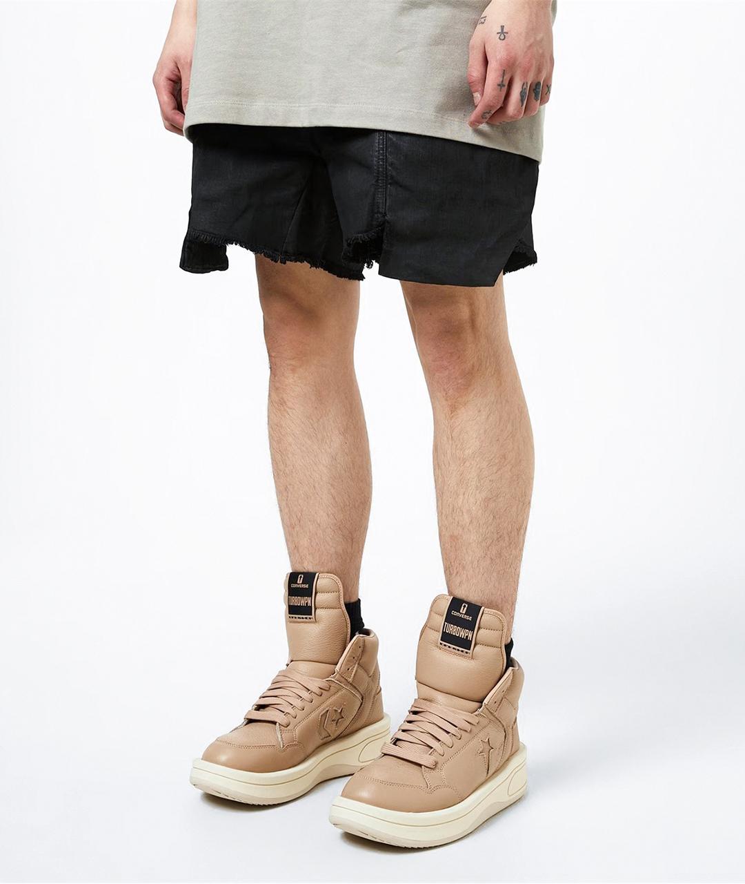 RICK OWENS Бежевые кожаные высокие кроссовки / кеды, фото 7