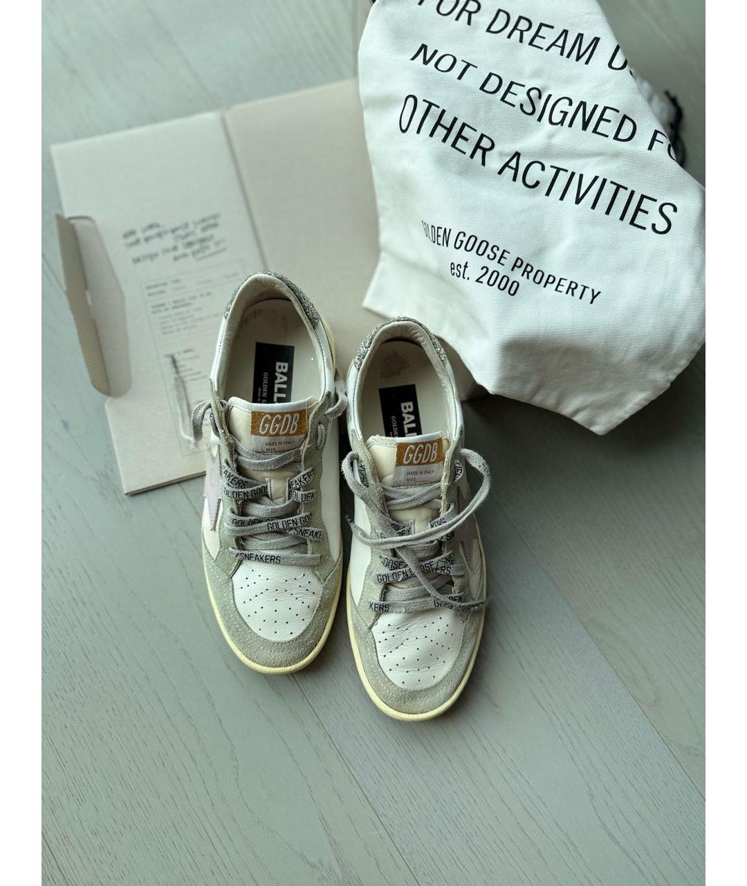 GOLDEN GOOSE DELUXE BRAND Бежевые кожаные кеды, фото 2