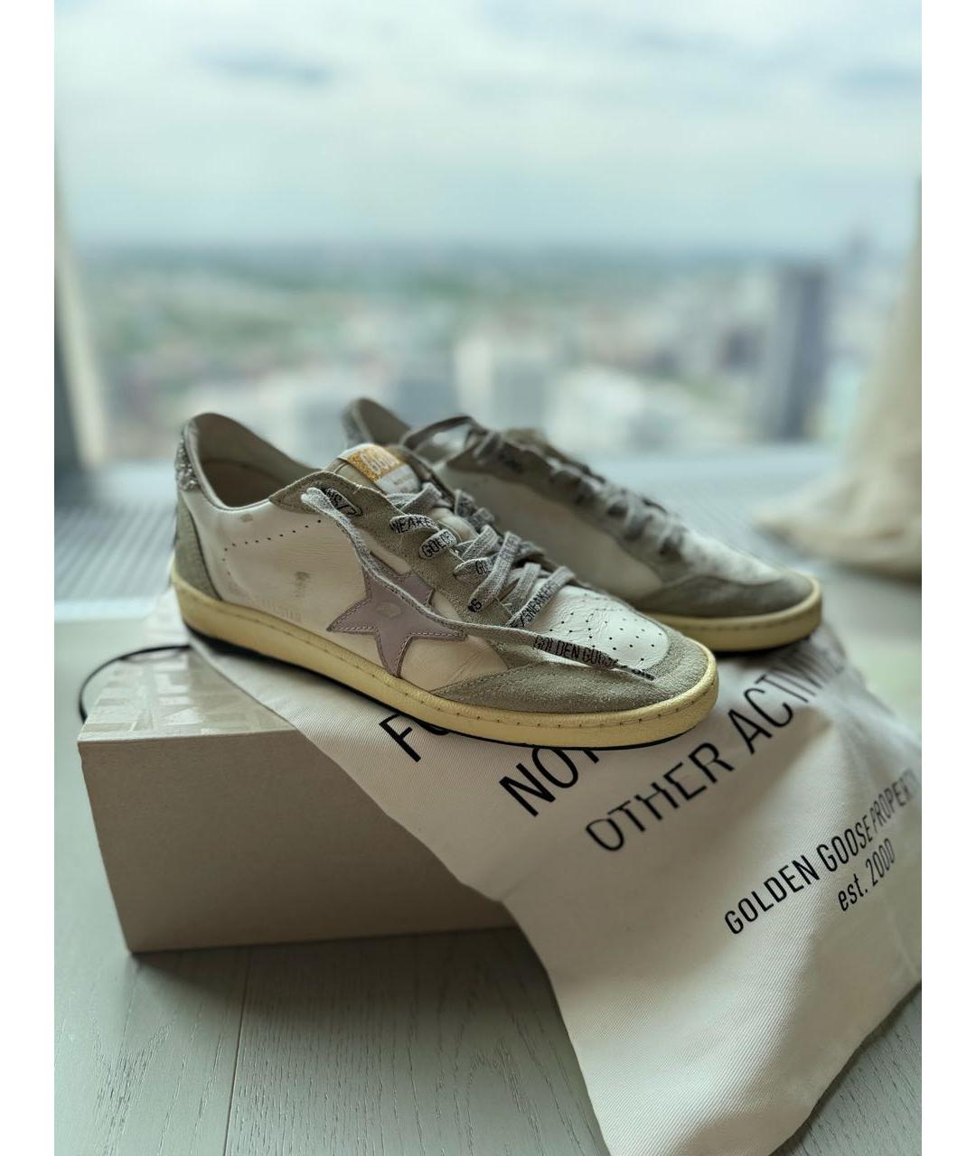 GOLDEN GOOSE DELUXE BRAND Бежевые кожаные кеды, фото 4