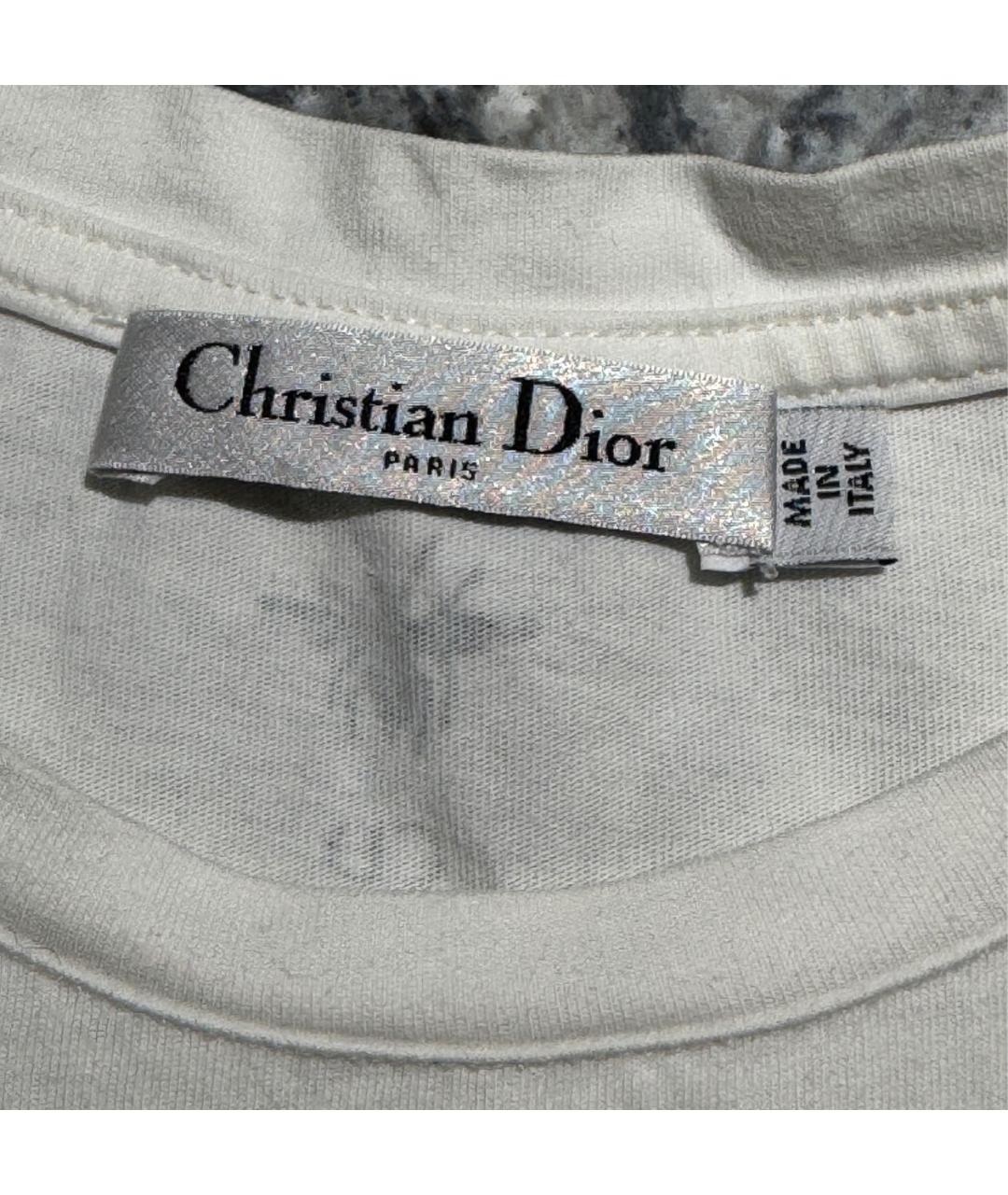 CHRISTIAN DIOR Белая хлопковая футболка, фото 3
