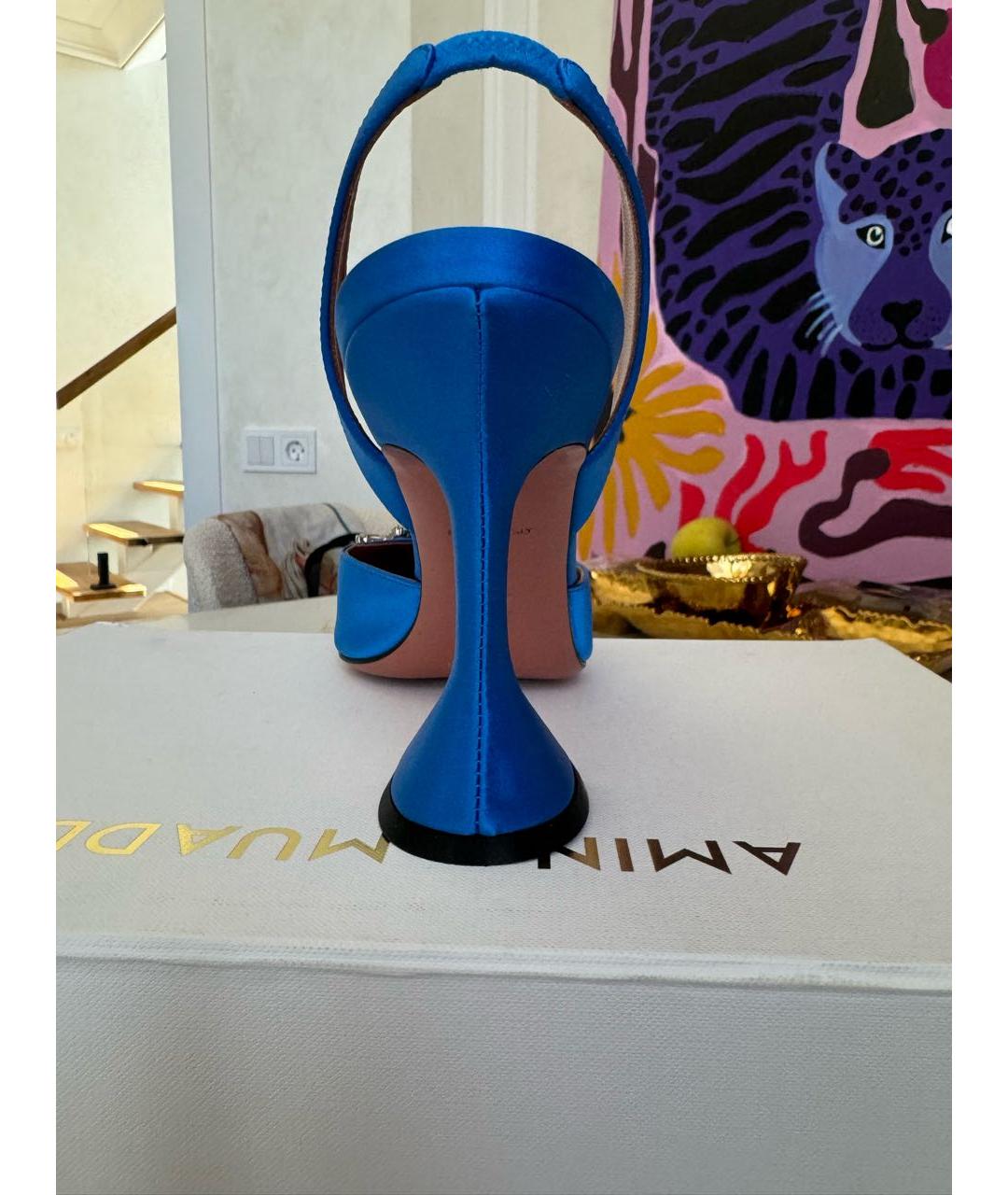 Amina Muaddi Синие текстильные туфли, фото 4