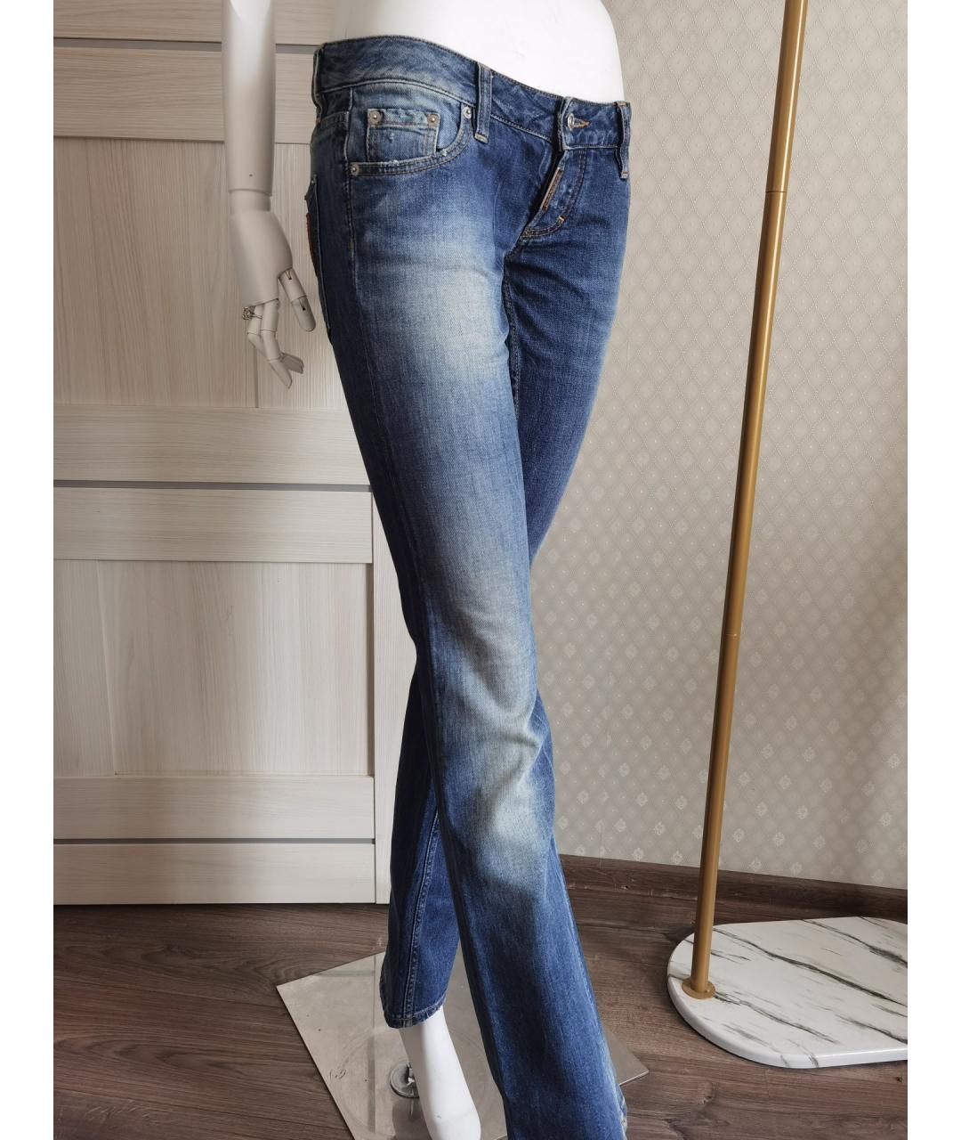 DSQUARED2 Синие хлопко-эластановые джинсы клеш, фото 5