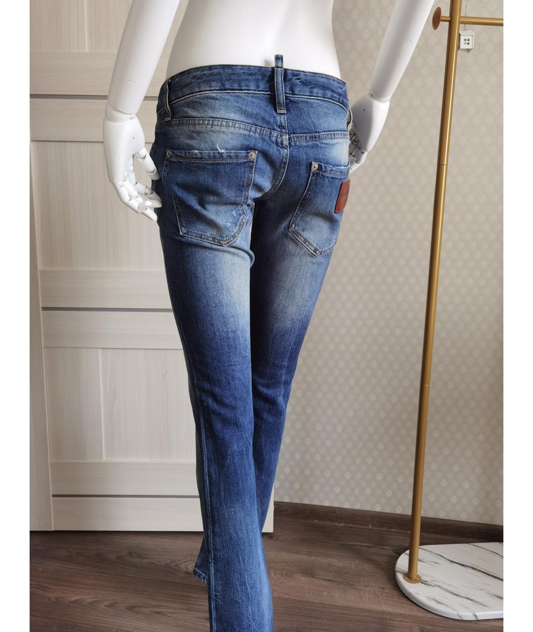 DSQUARED2 Синие хлопко-эластановые джинсы клеш, фото 6