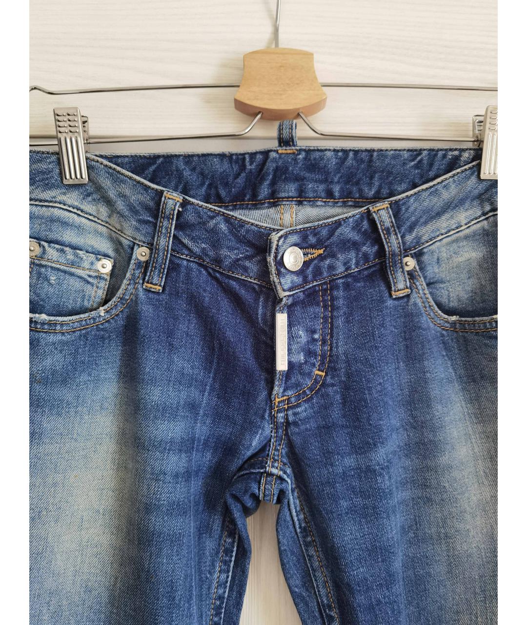 DSQUARED2 Синие хлопко-эластановые джинсы клеш, фото 3