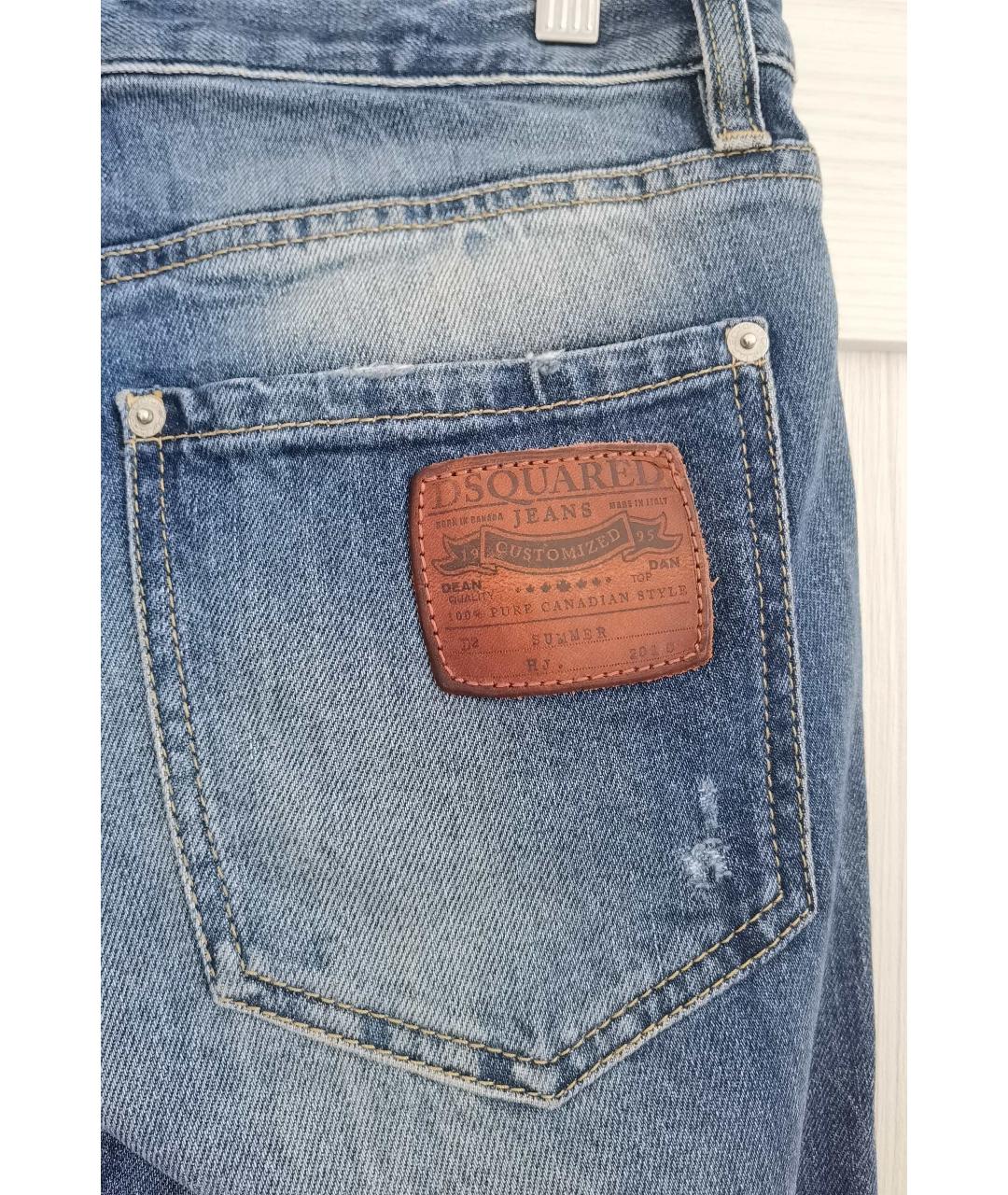 DSQUARED2 Синие хлопко-эластановые джинсы клеш, фото 4