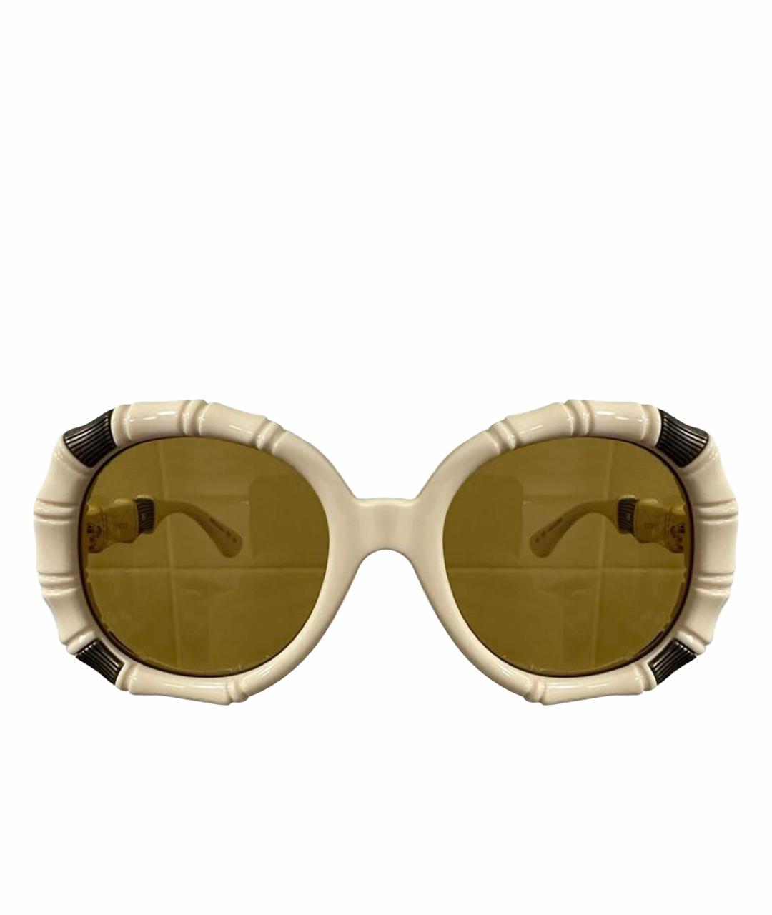 GUCCI Бежевые пластиковые солнцезащитные очки, фото 1
