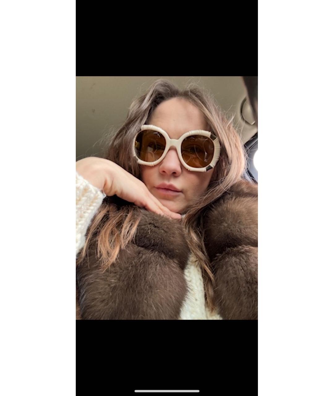 GUCCI Бежевые пластиковые солнцезащитные очки, фото 2