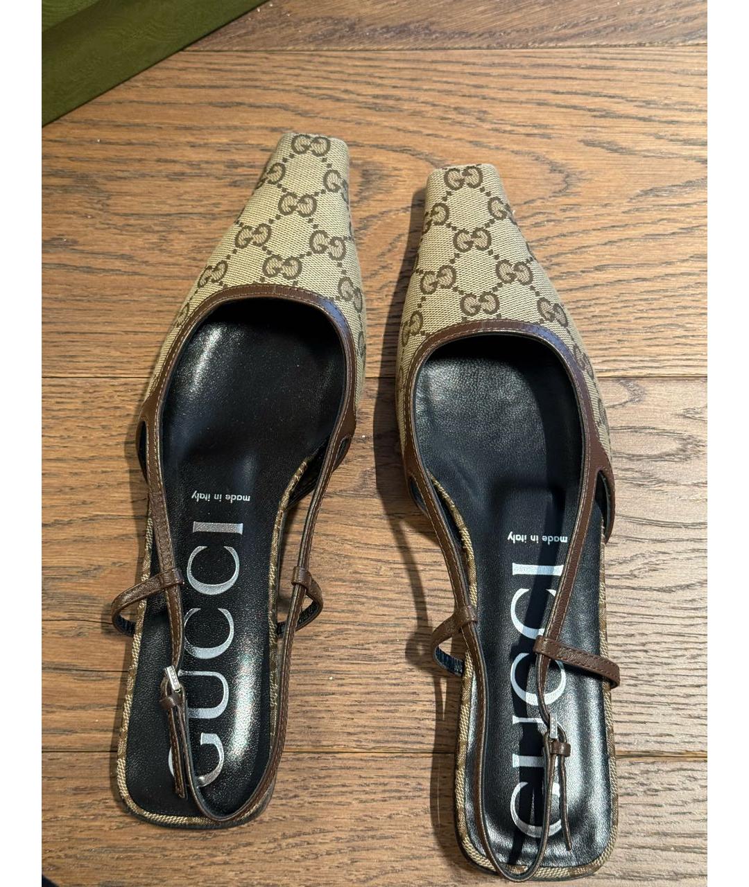 GUCCI Бежевые текстильные балетки, фото 3